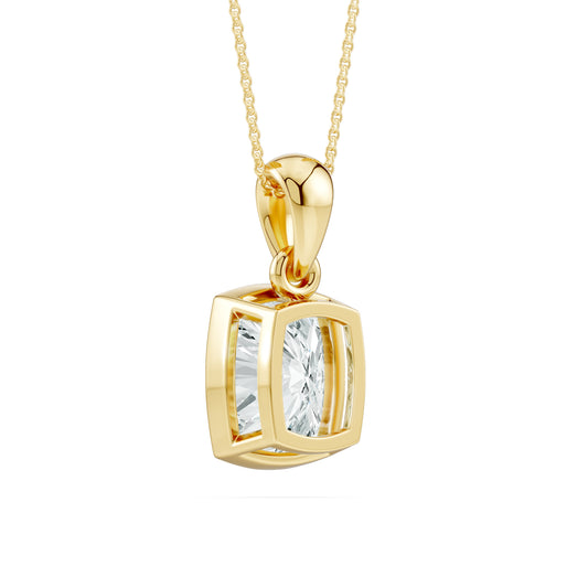 Bezel Set Cushion Rectangular Moissanite Pendant
