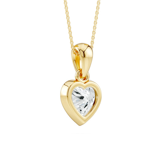 Bezel Set Heart Moissanite Pendant