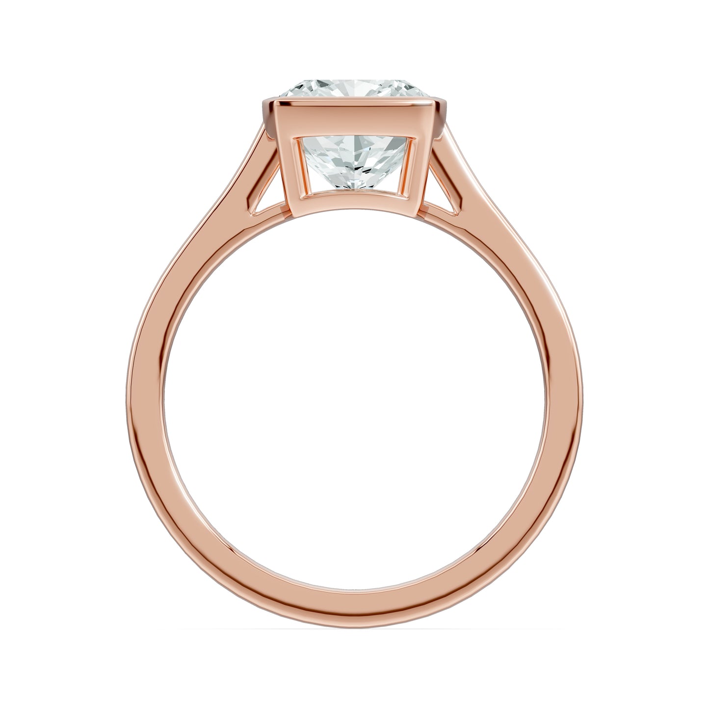 Cushion Cut Bezel Set Moissanite Solitaire Ring
