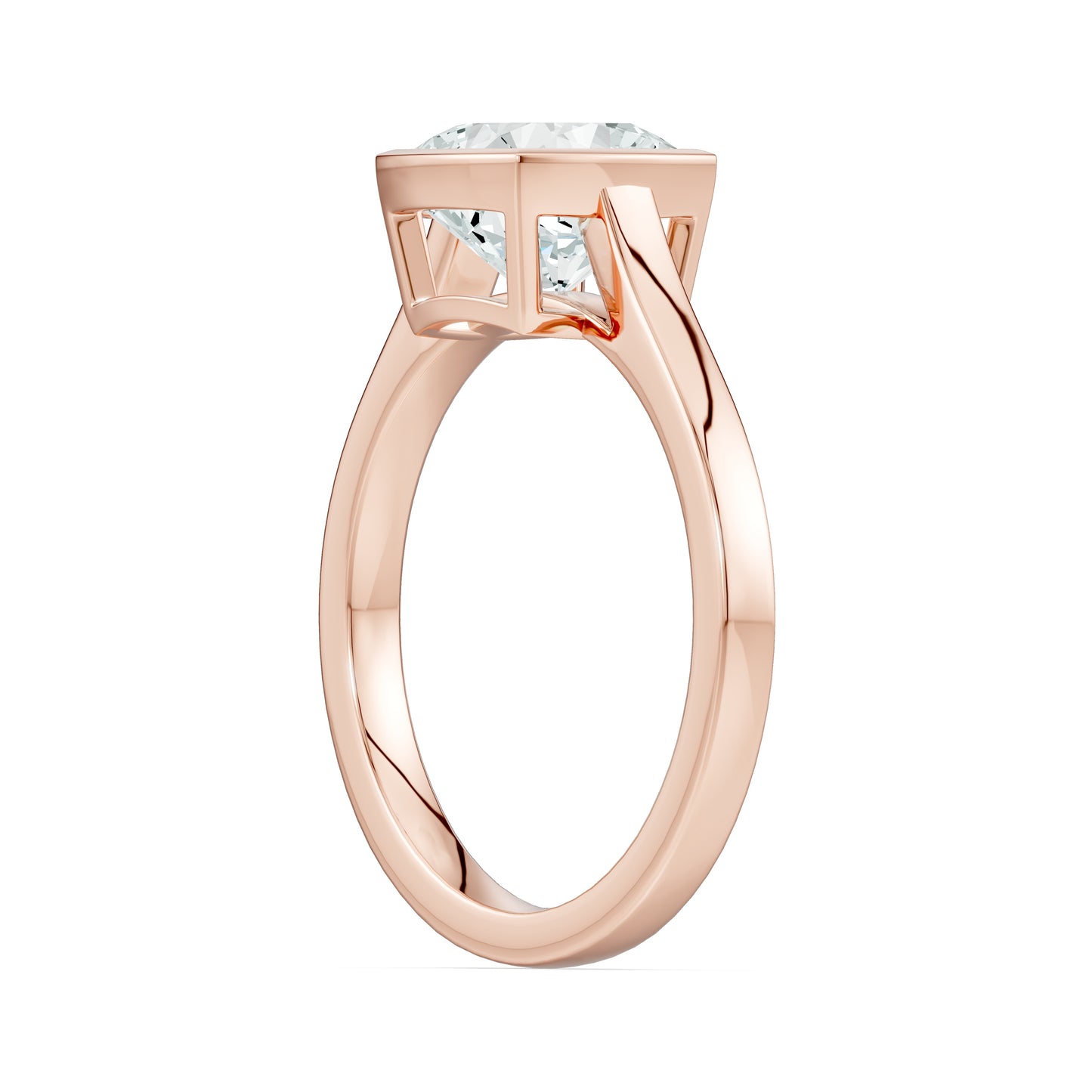 Cushion Cut Bezel Set Moissanite Solitaire Ring