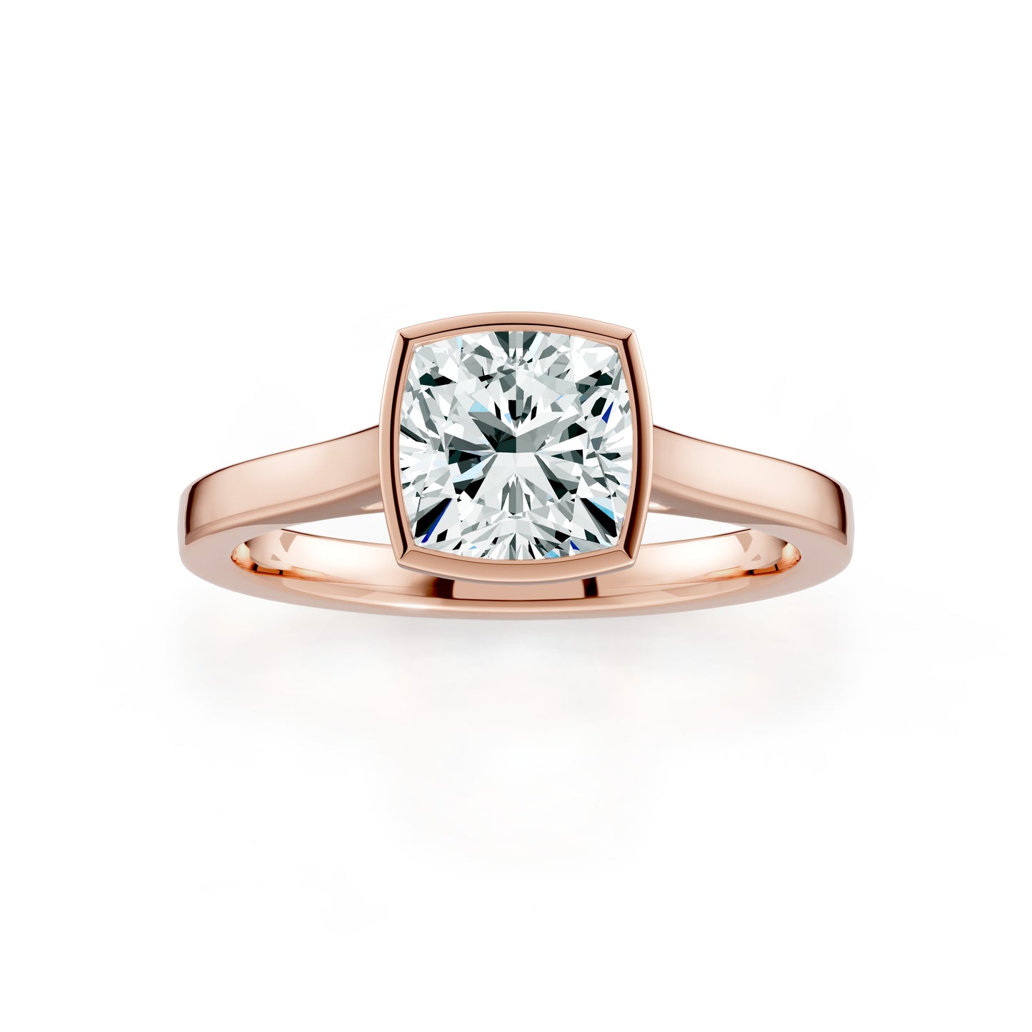 Cushion Cut Bezel Set Moissanite Solitaire Ring