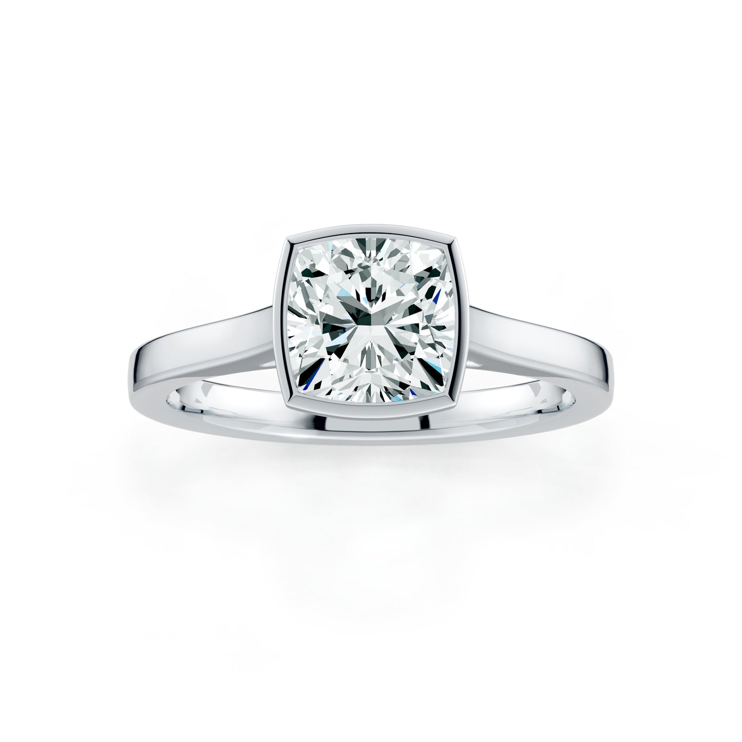 Cushion Cut Bezel Set Moissanite Solitaire Ring