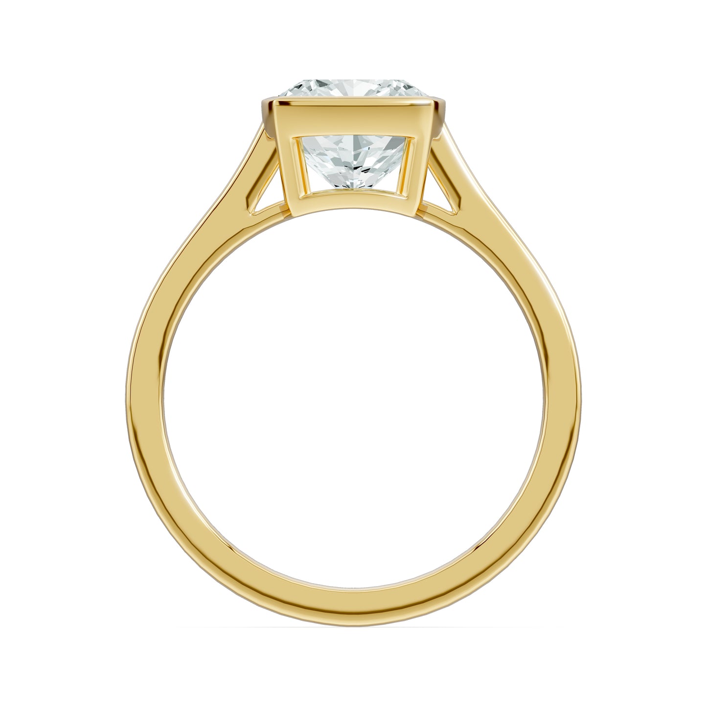Cushion Cut Bezel Set Moissanite Solitaire Ring
