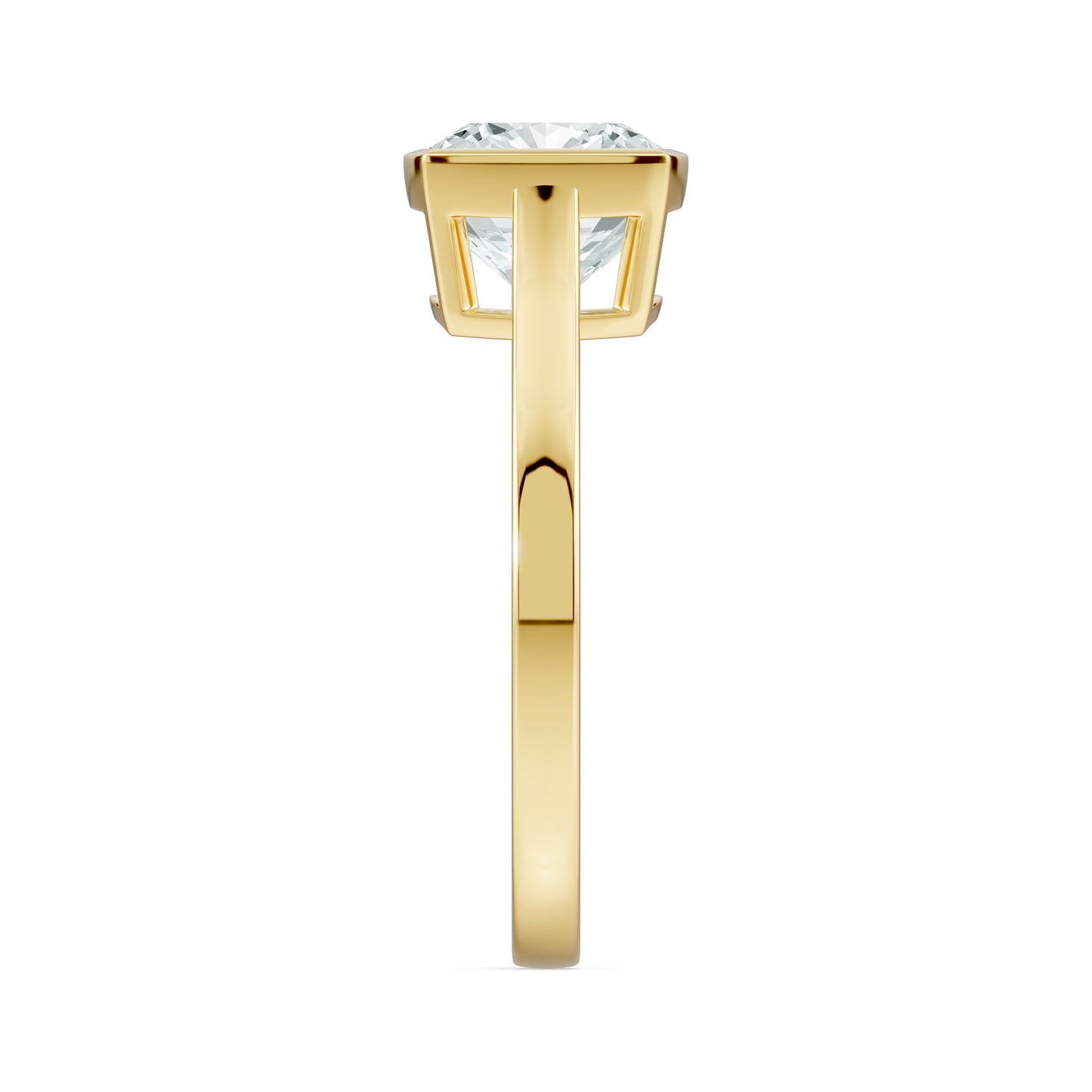 Cushion Cut Bezel Set Moissanite Solitaire Ring