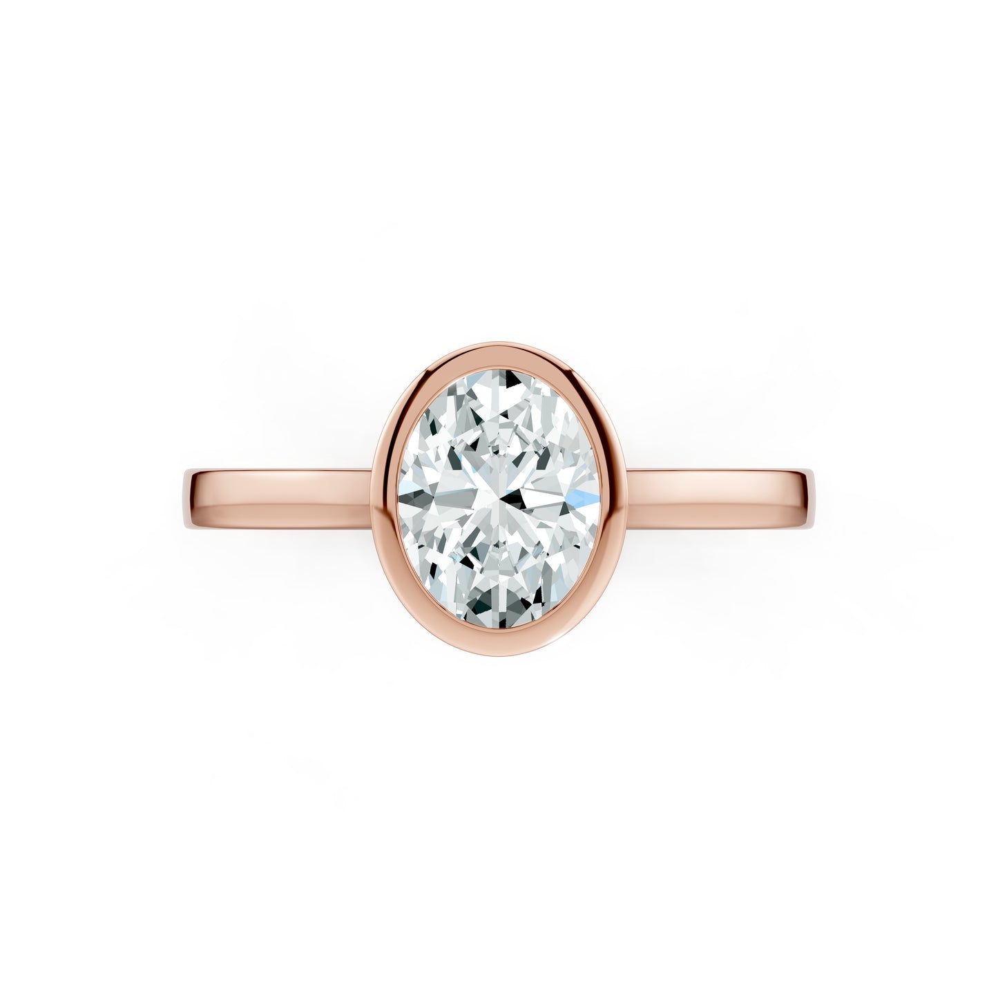 Oval Cut Bezel Set Moissanite Solitaire Ring