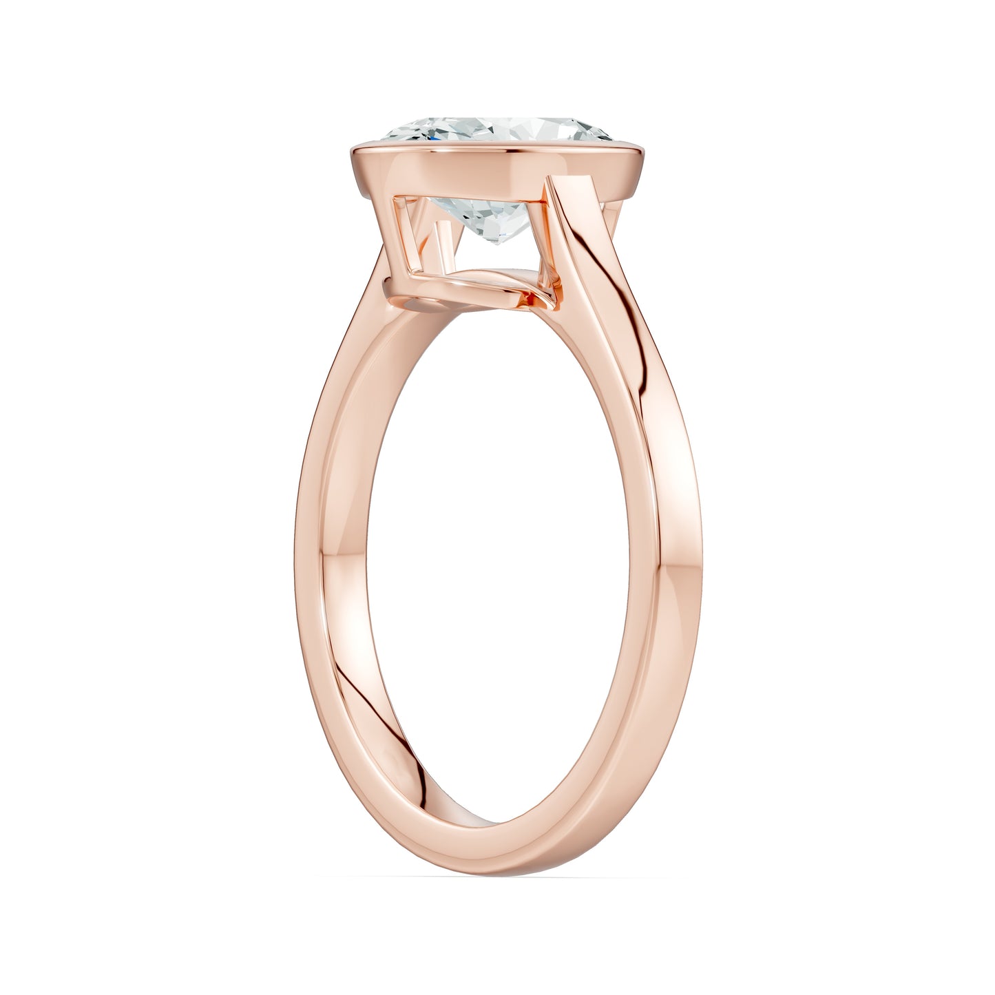 Oval Cut Bezel Set Moissanite Solitaire Ring