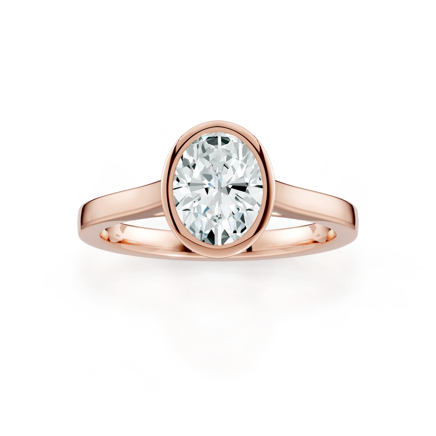 Oval Cut Bezel Set Moissanite Solitaire Ring