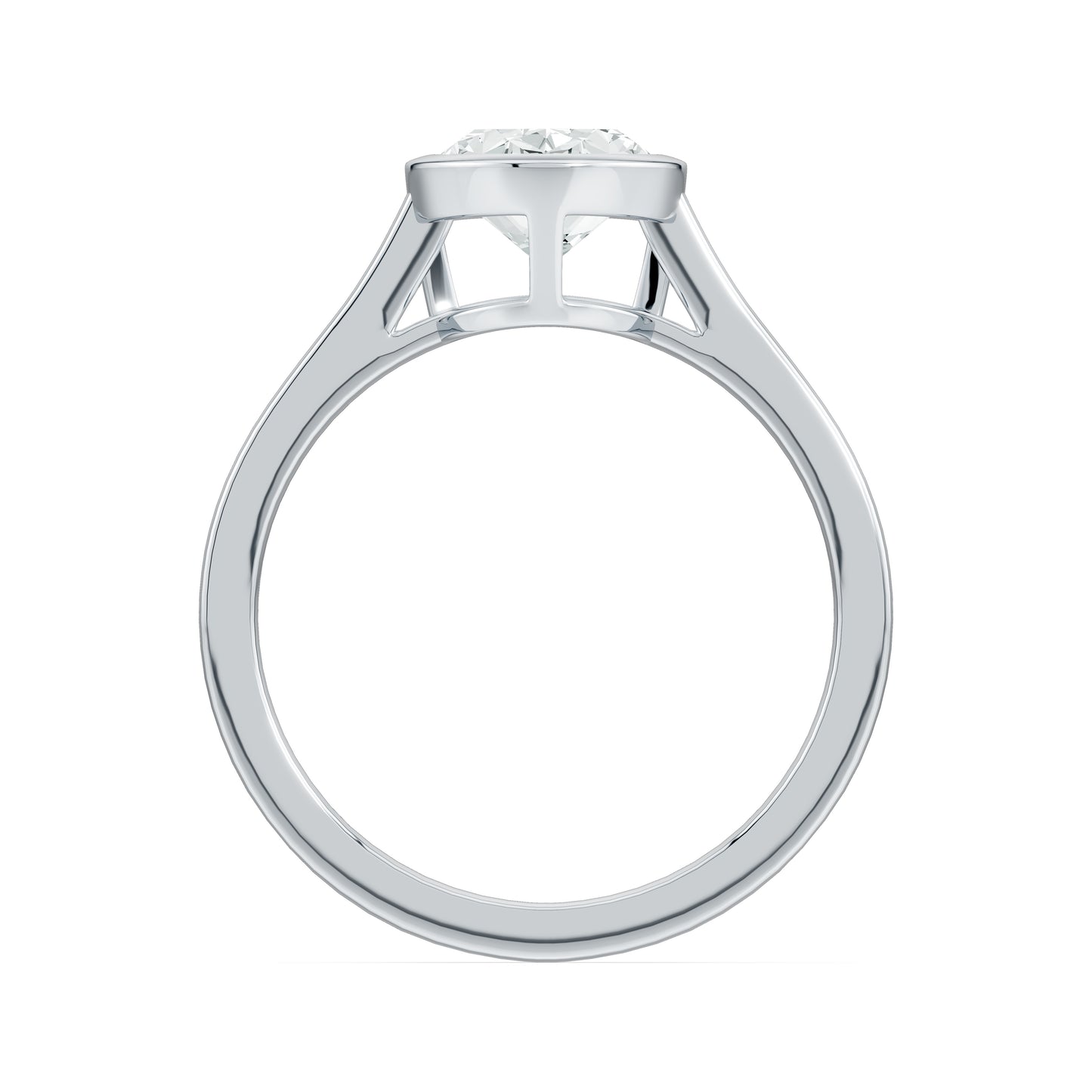 Oval Cut Bezel Set Moissanite Solitaire Ring