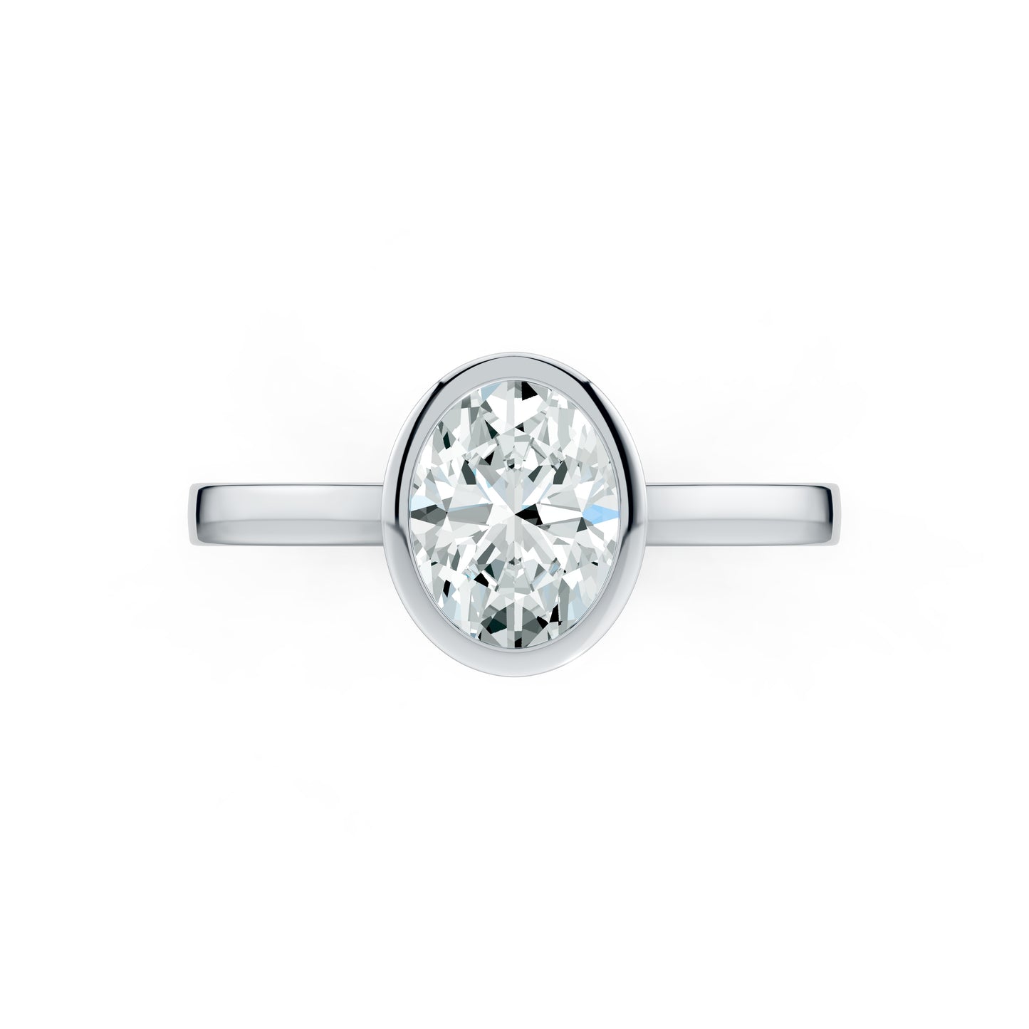 Oval Cut Bezel Set Moissanite Solitaire Ring