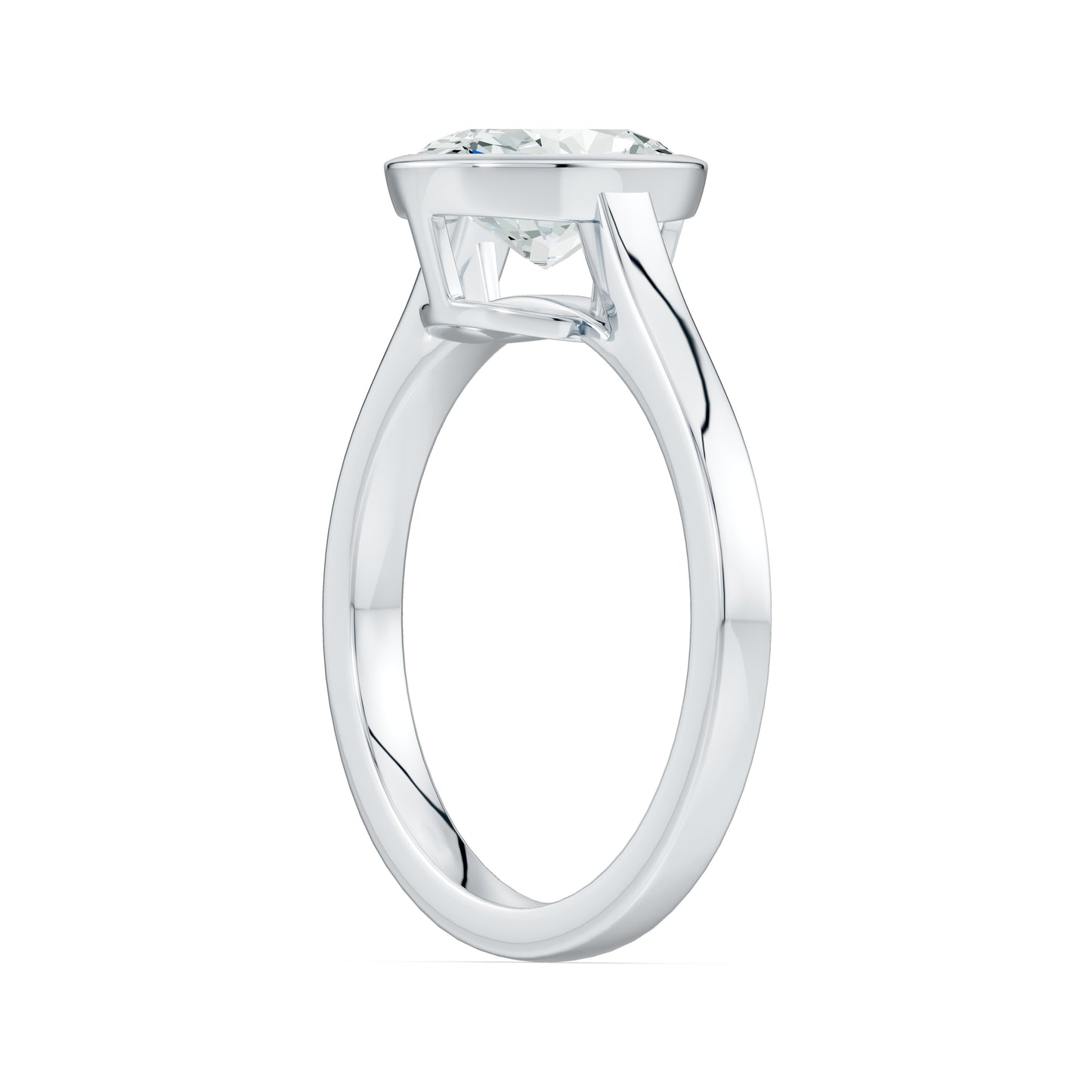 Oval Cut Bezel Set Moissanite Solitaire Ring