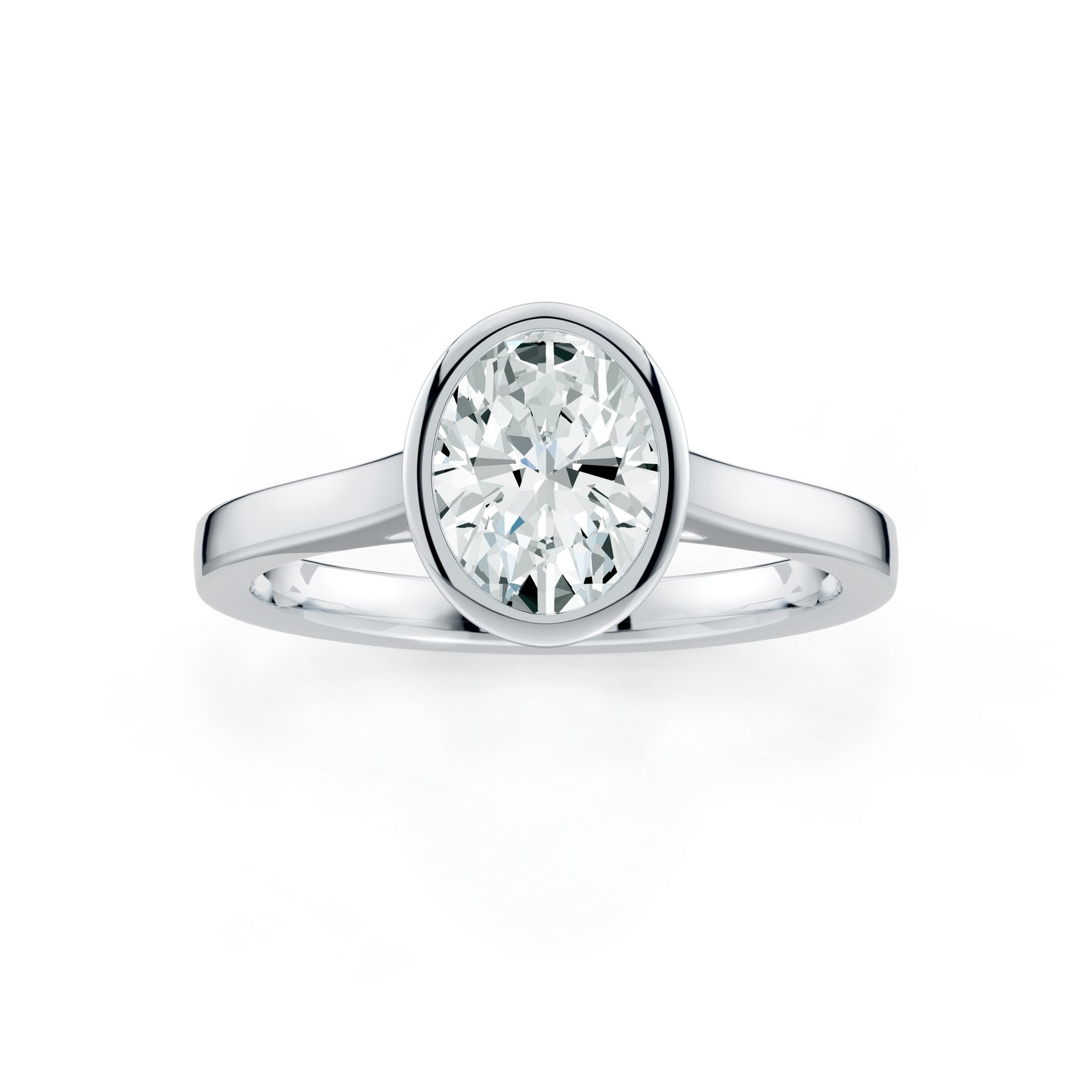 Oval Cut Bezel Set Moissanite Solitaire Ring