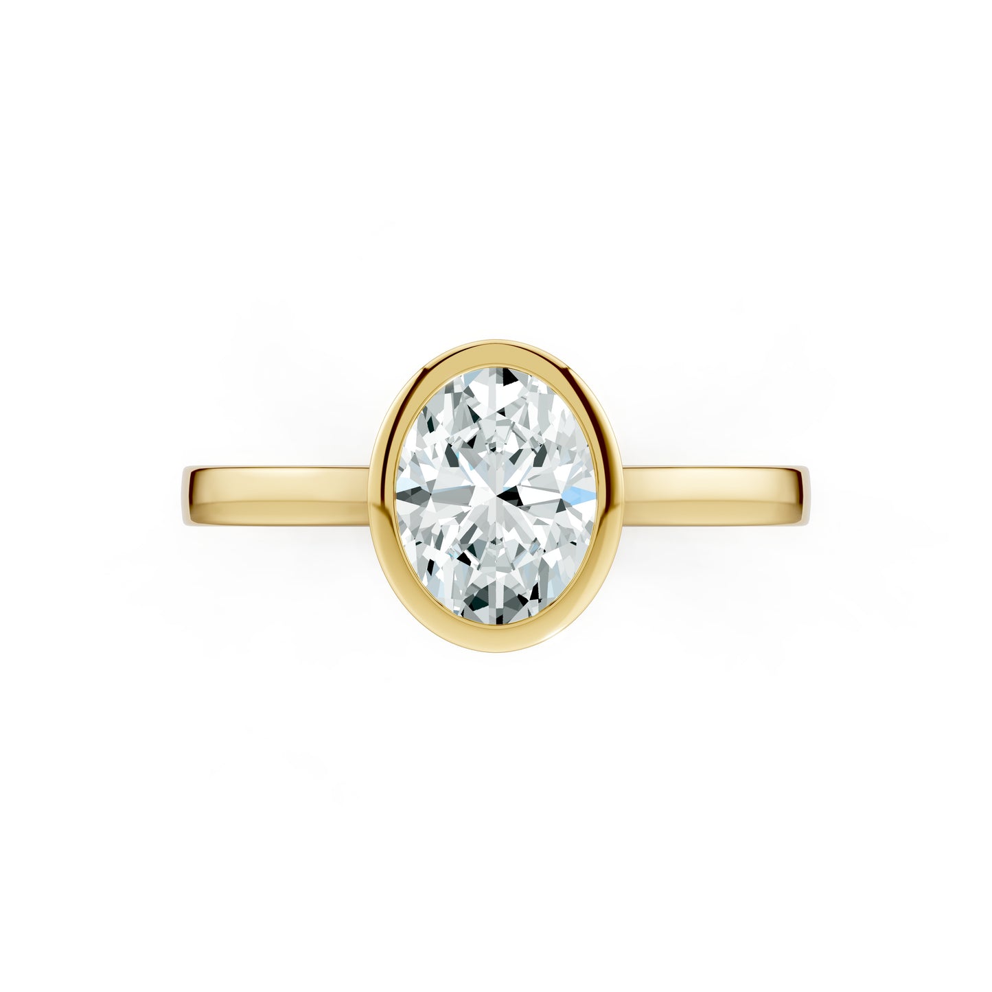 Oval Cut Bezel Set Moissanite Solitaire Ring