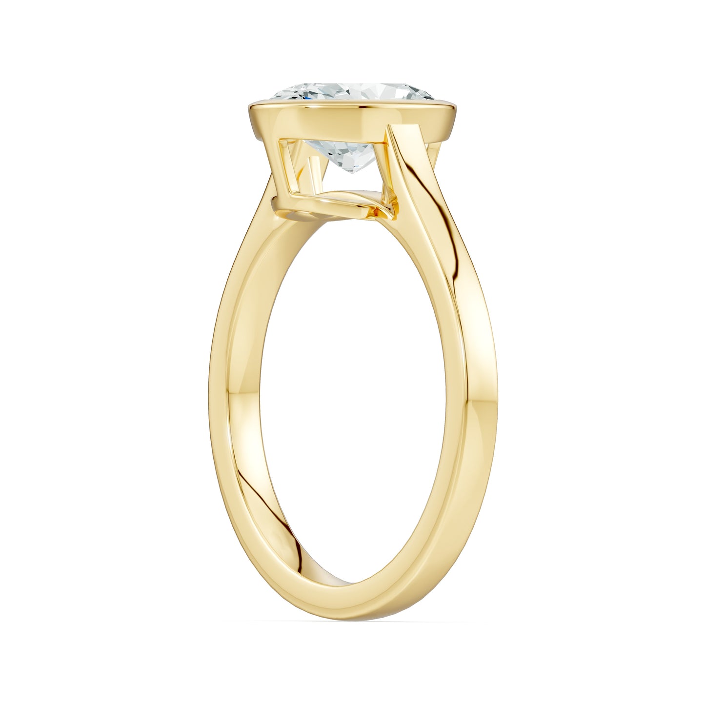 Oval Cut Bezel Set Moissanite Solitaire Ring