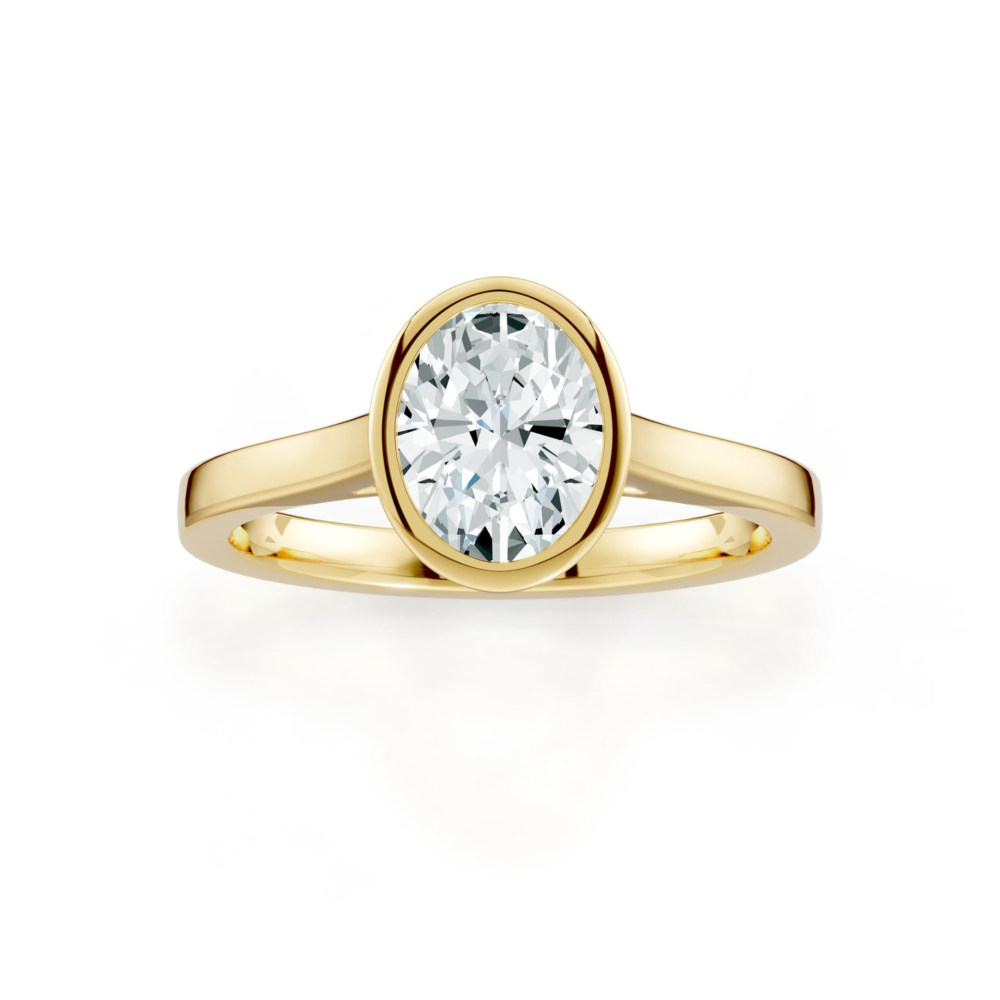 Oval Cut Bezel Set Moissanite Solitaire Ring