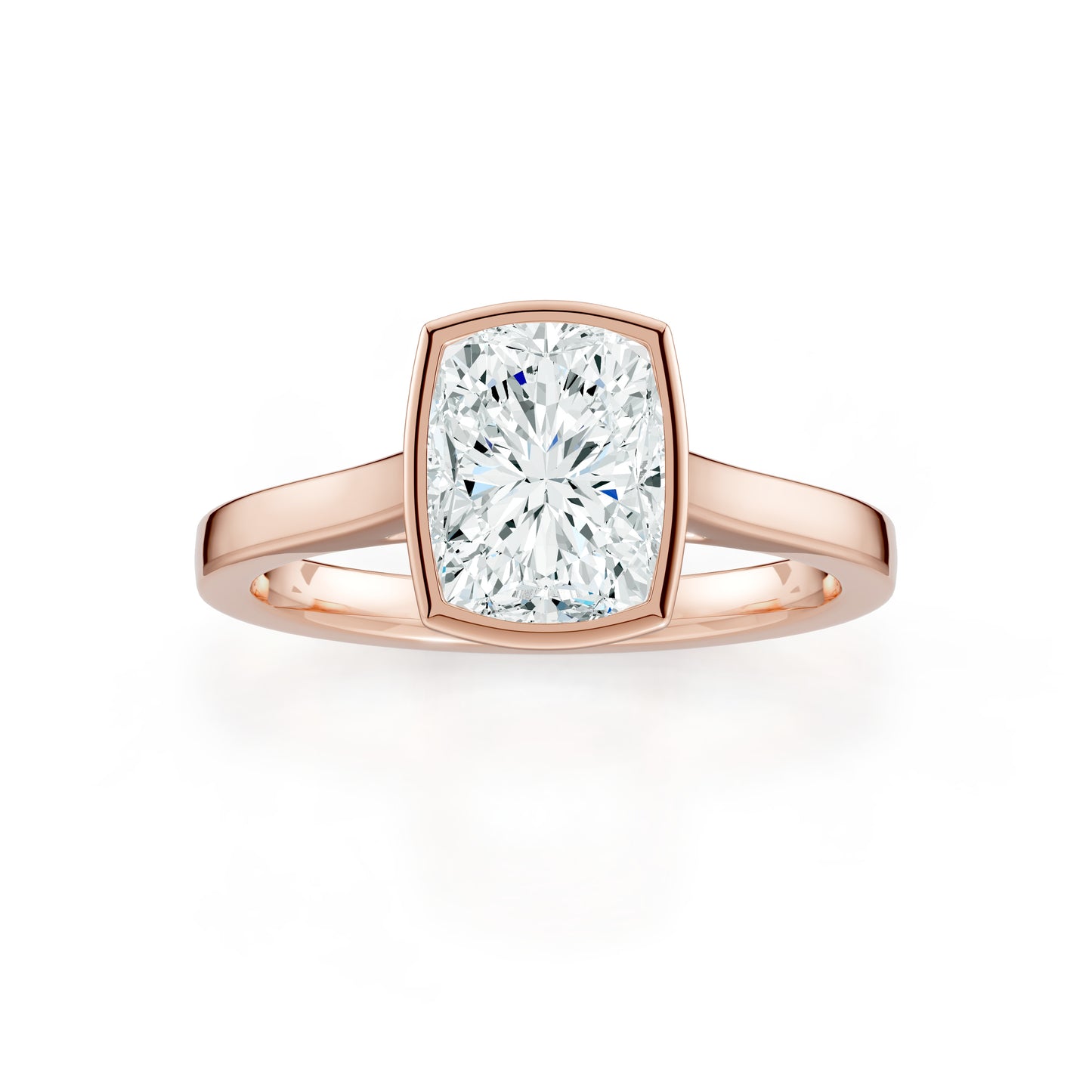 Cushion Rectangular Cut Bezel Set Moissanite Solitaire Ring