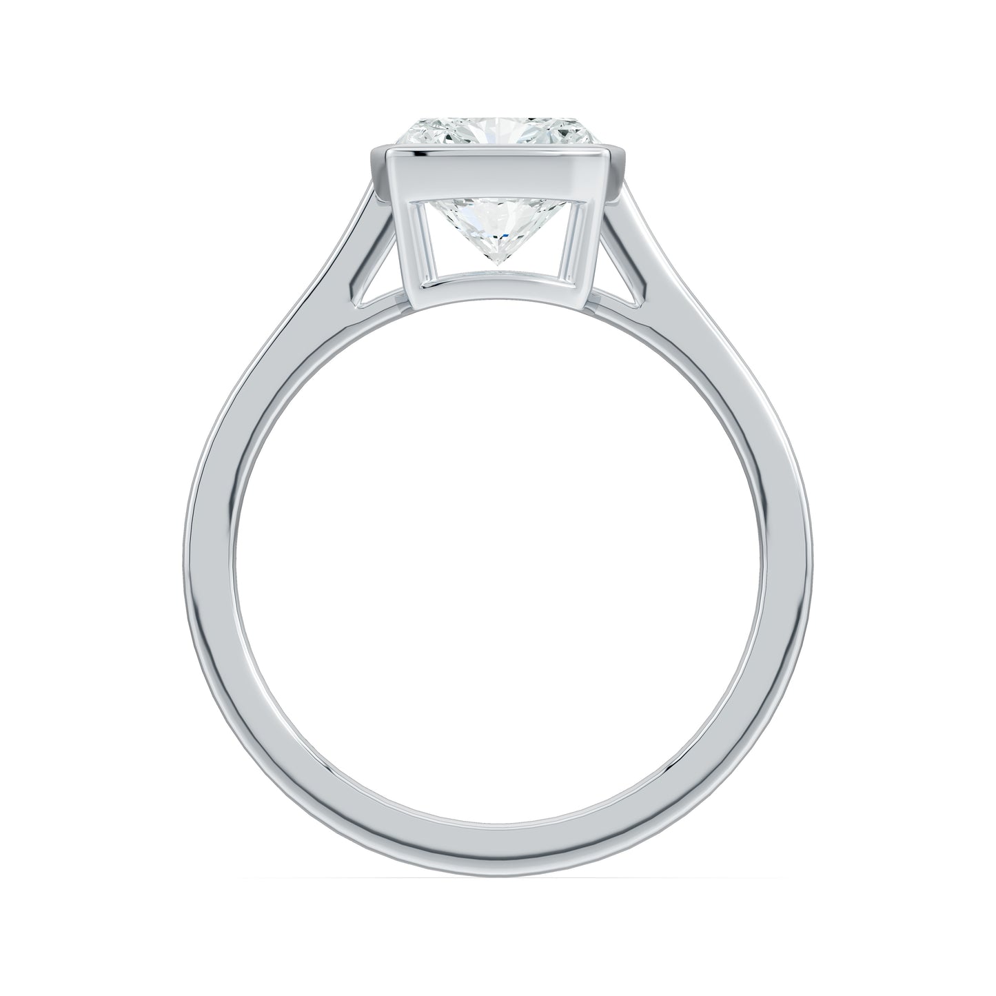 Cushion Rectangular Cut Bezel Set Moissanite Solitaire Ring