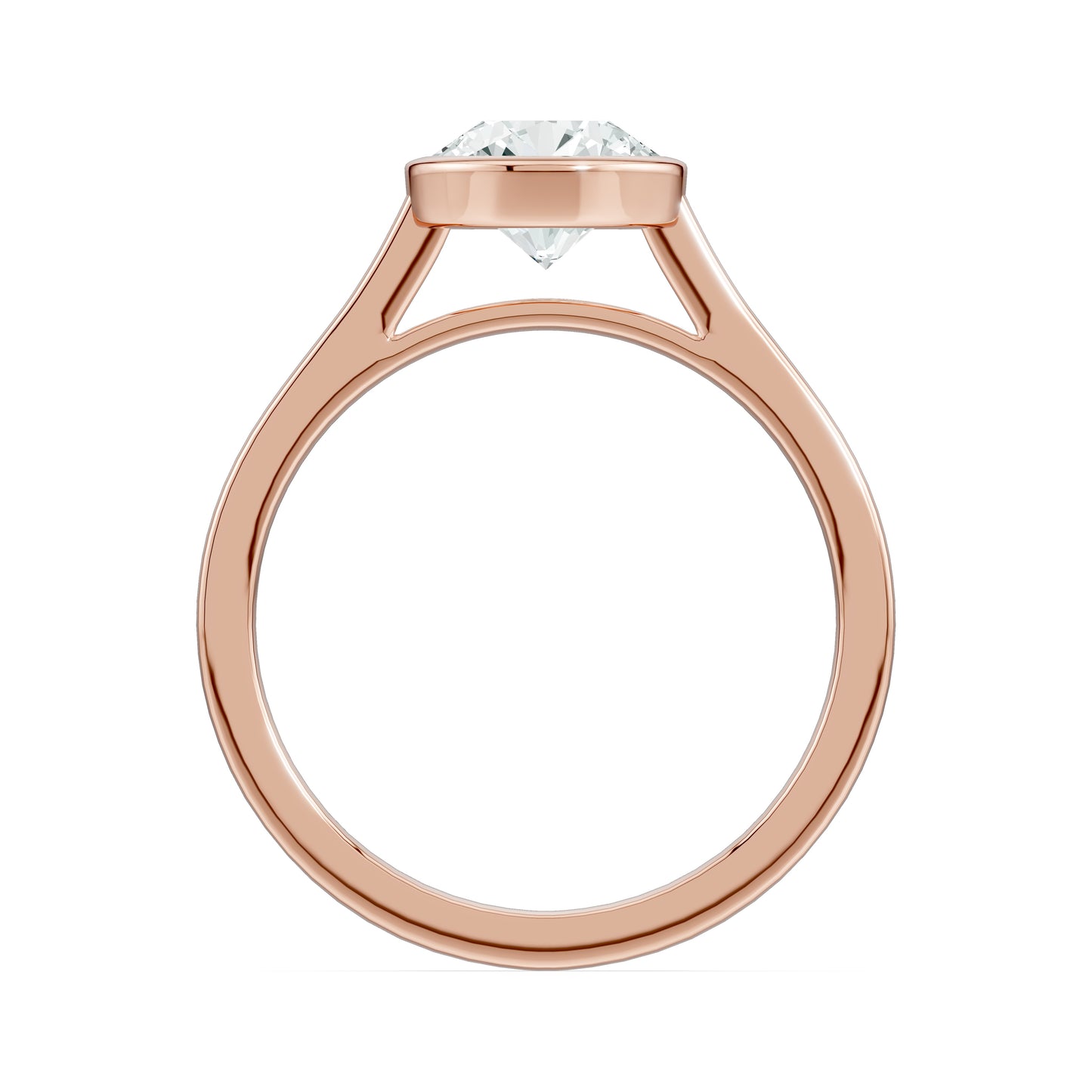 Round Cut Bezel Set Moissanite Solitaire Ring
