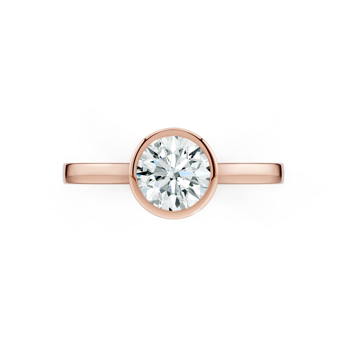 Round Cut Bezel Set Moissanite Solitaire Ring