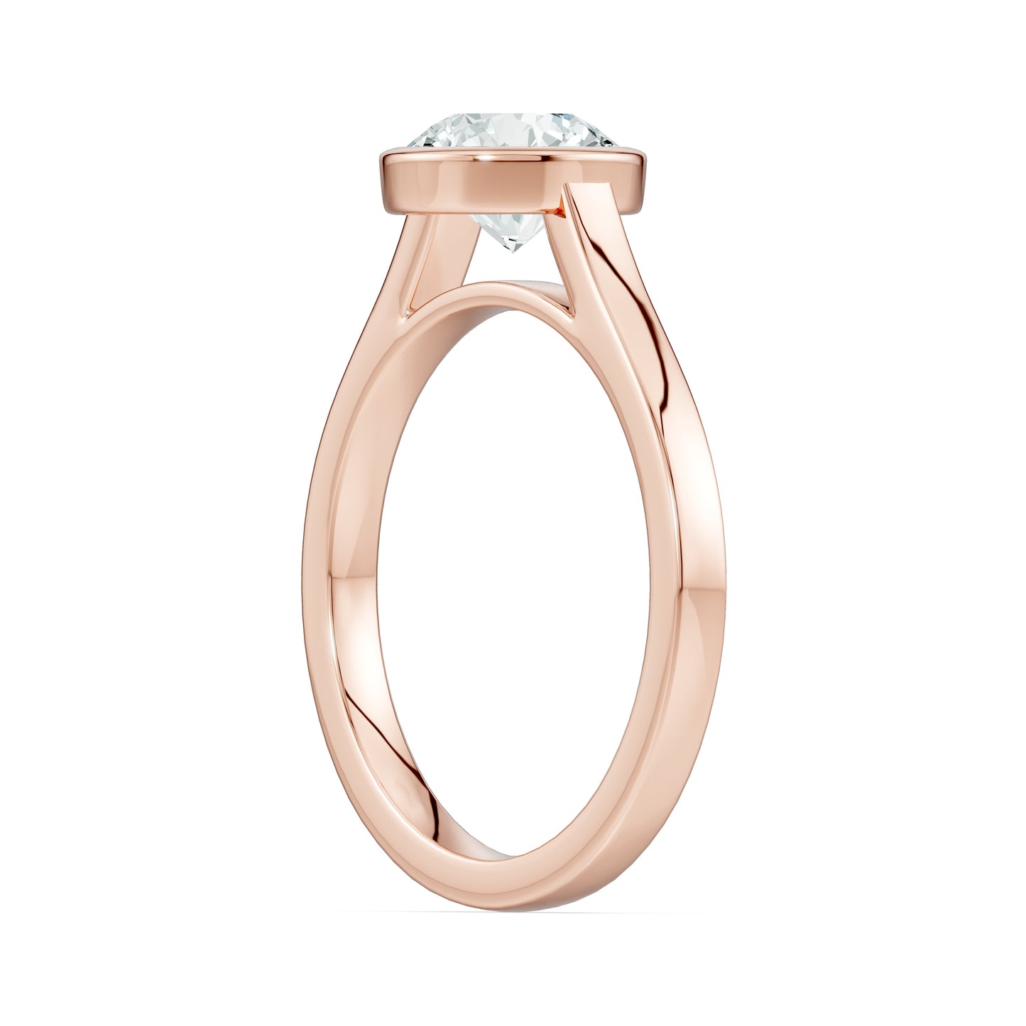 Round Cut Bezel Set Moissanite Solitaire Ring