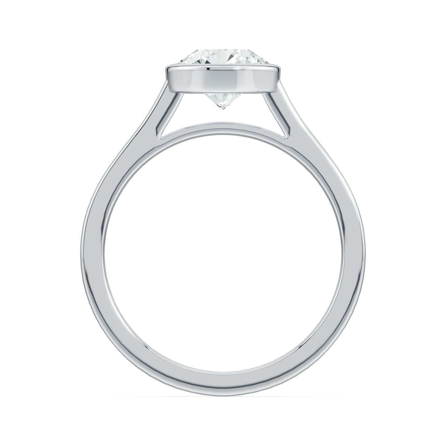 Round Cut Bezel Set Moissanite Solitaire Ring