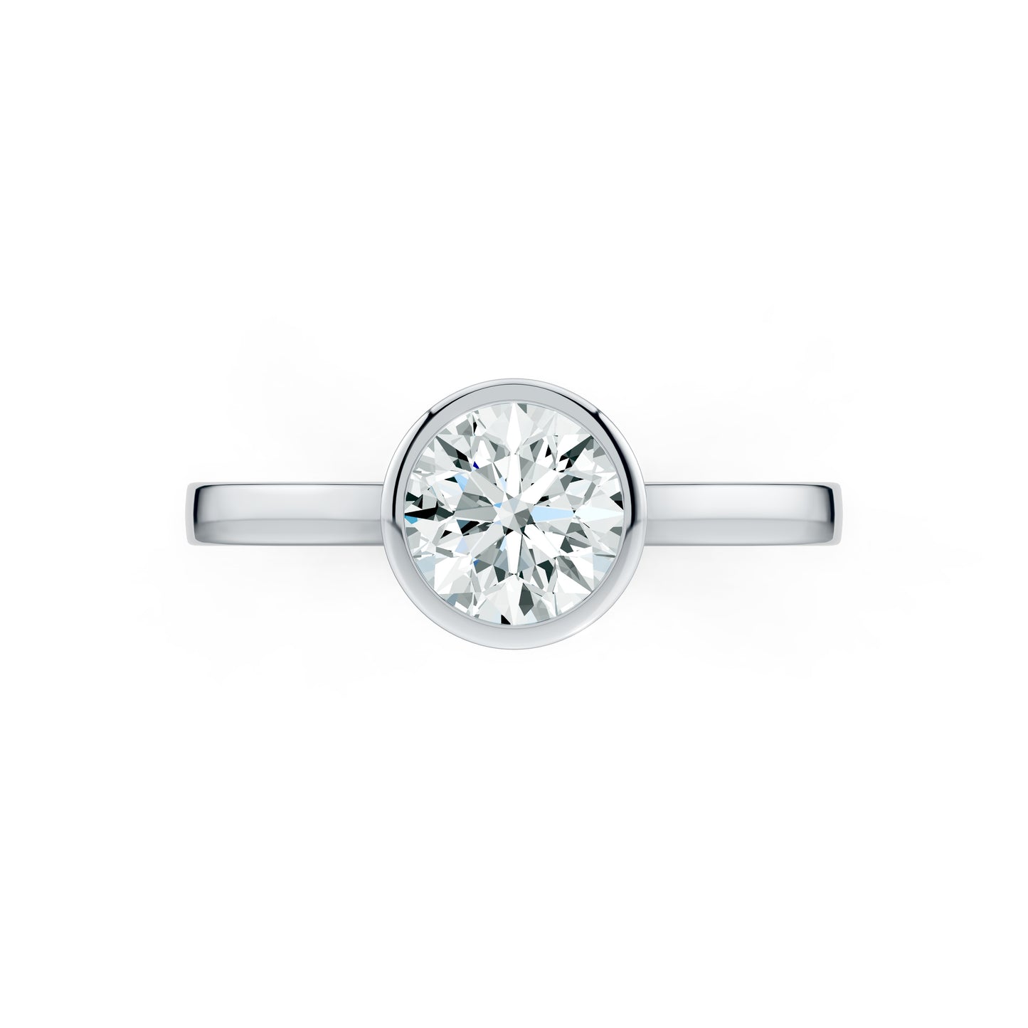 Round Cut Bezel Set Moissanite Solitaire Ring