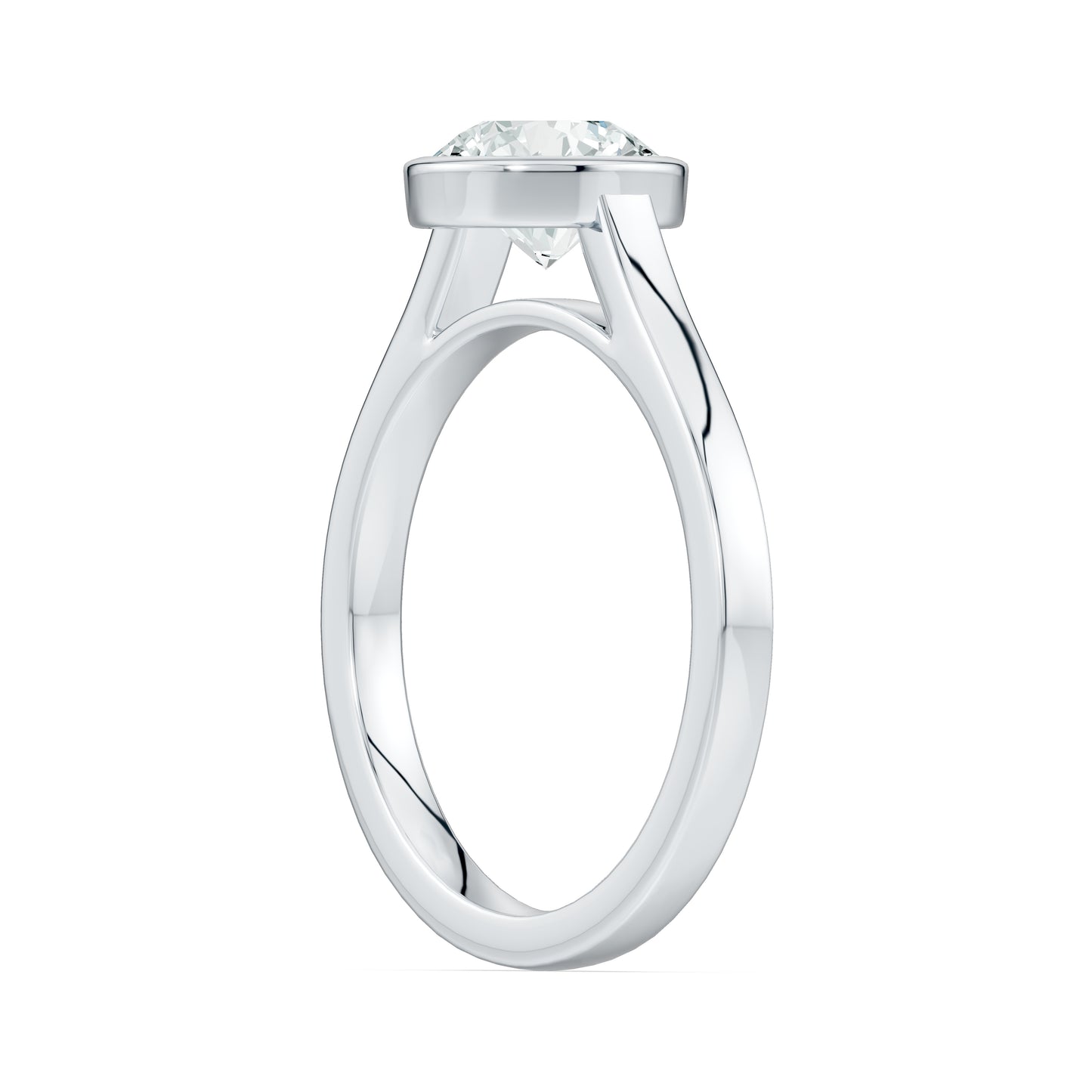 Round Cut Bezel Set Moissanite Solitaire Ring