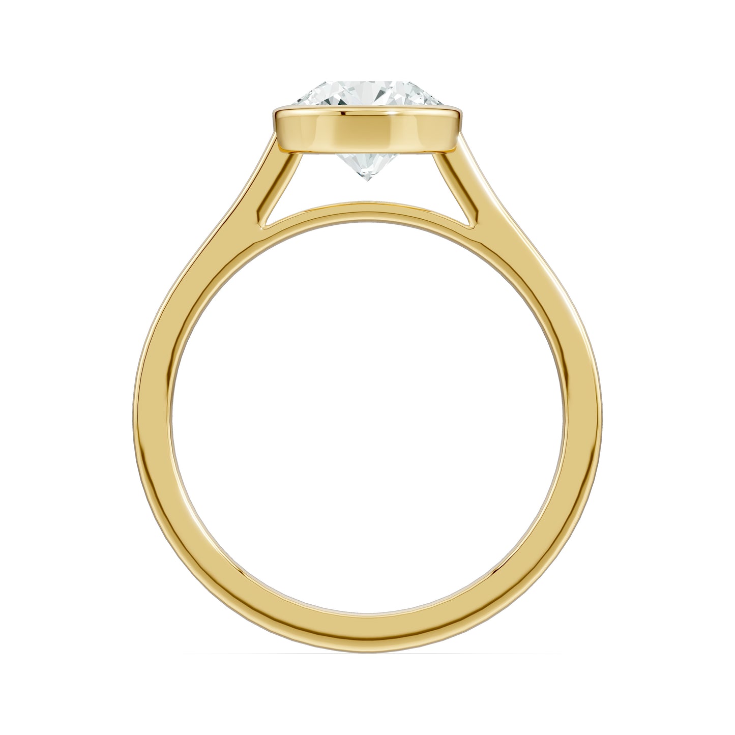 Round Cut Bezel Set Moissanite Solitaire Ring