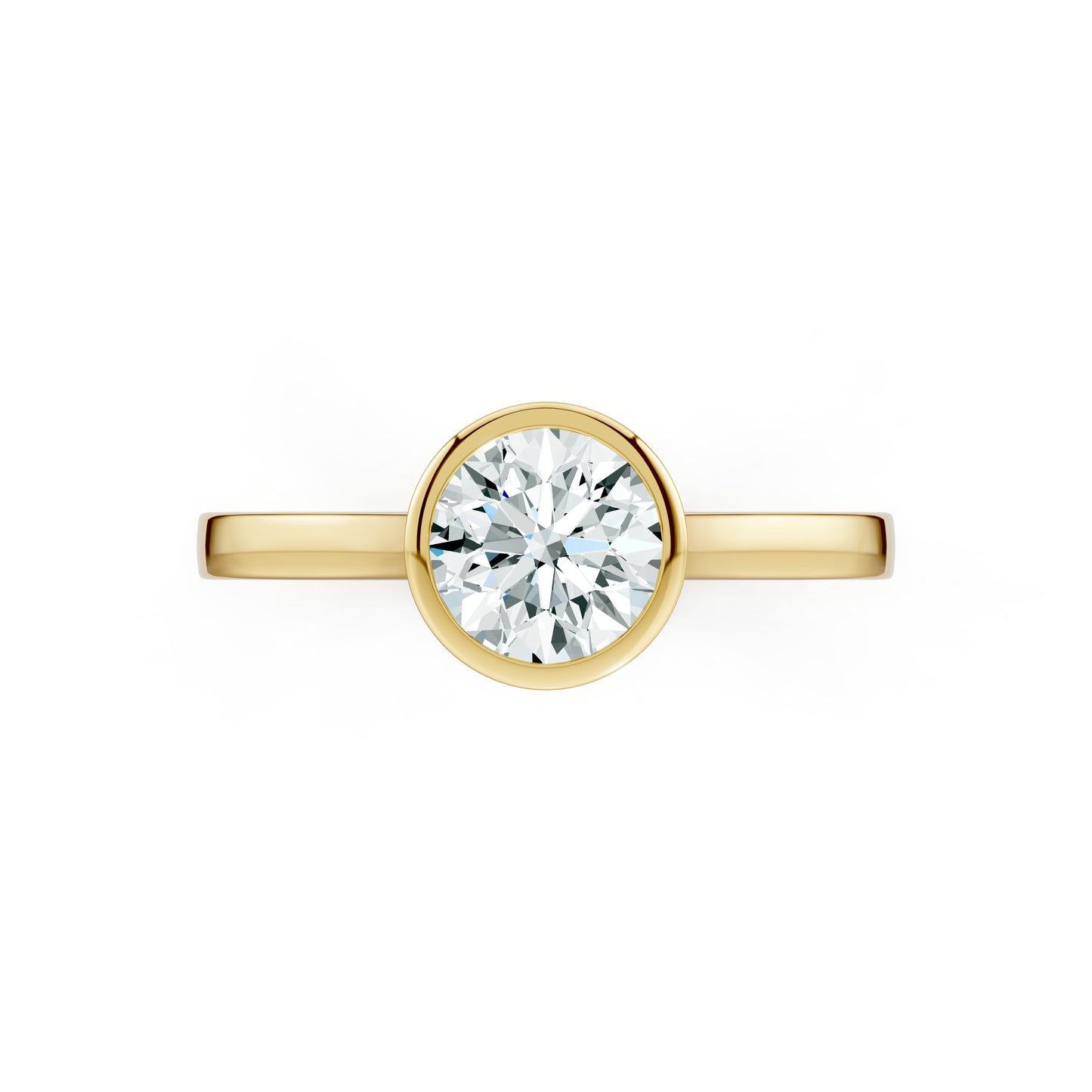 Round Cut Bezel Set Moissanite Solitaire Ring