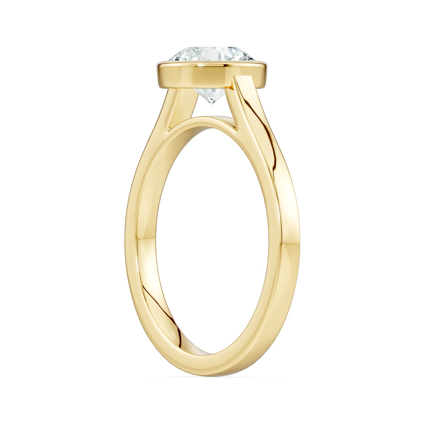 Round Cut Bezel Set Moissanite Solitaire Ring