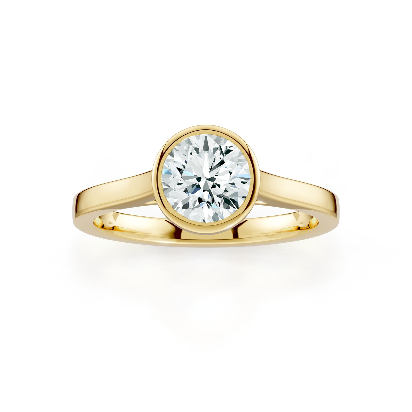 Round Cut Bezel Set Moissanite Solitaire Ring