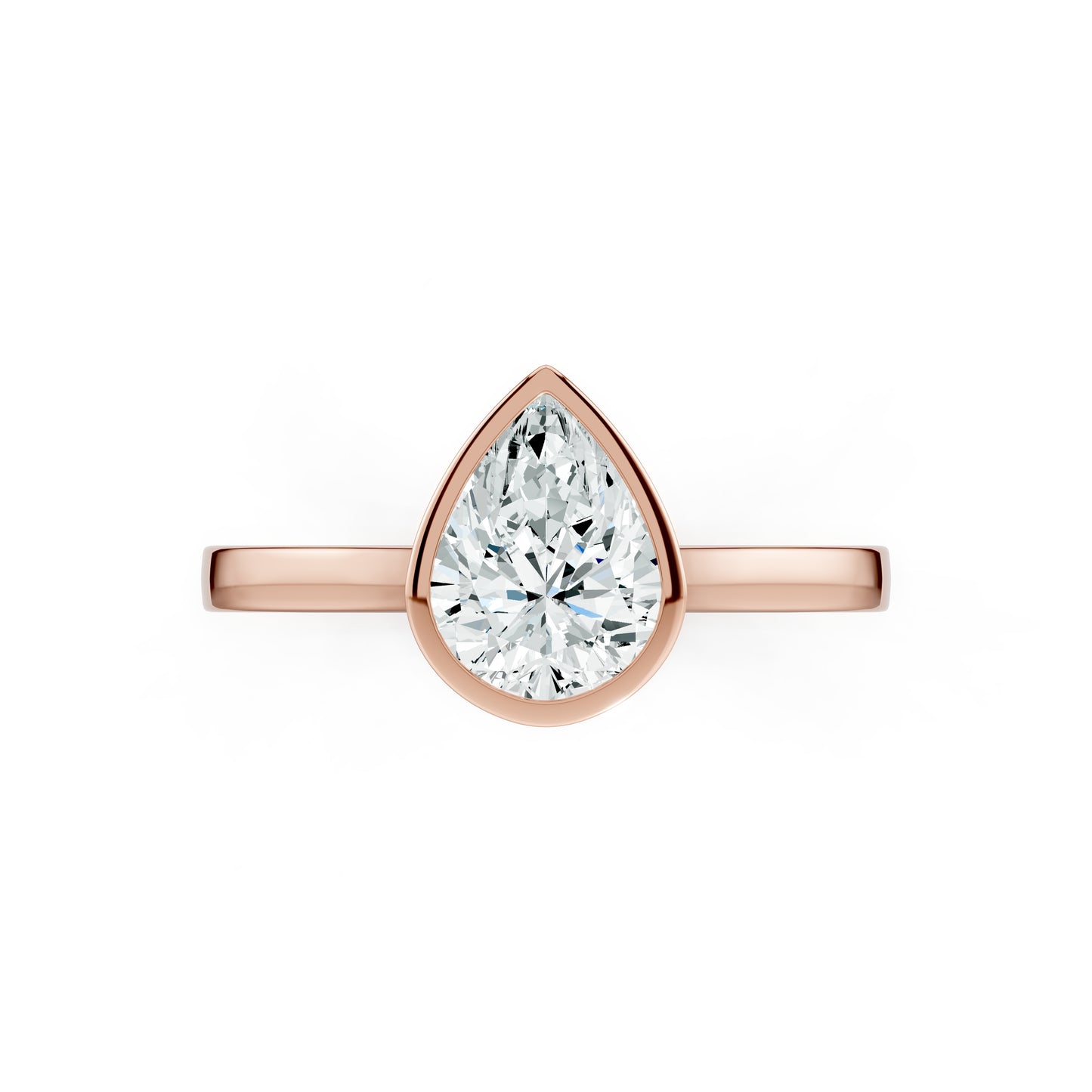 Pear Cut Bezel Set Moissanite Solitaire Ring