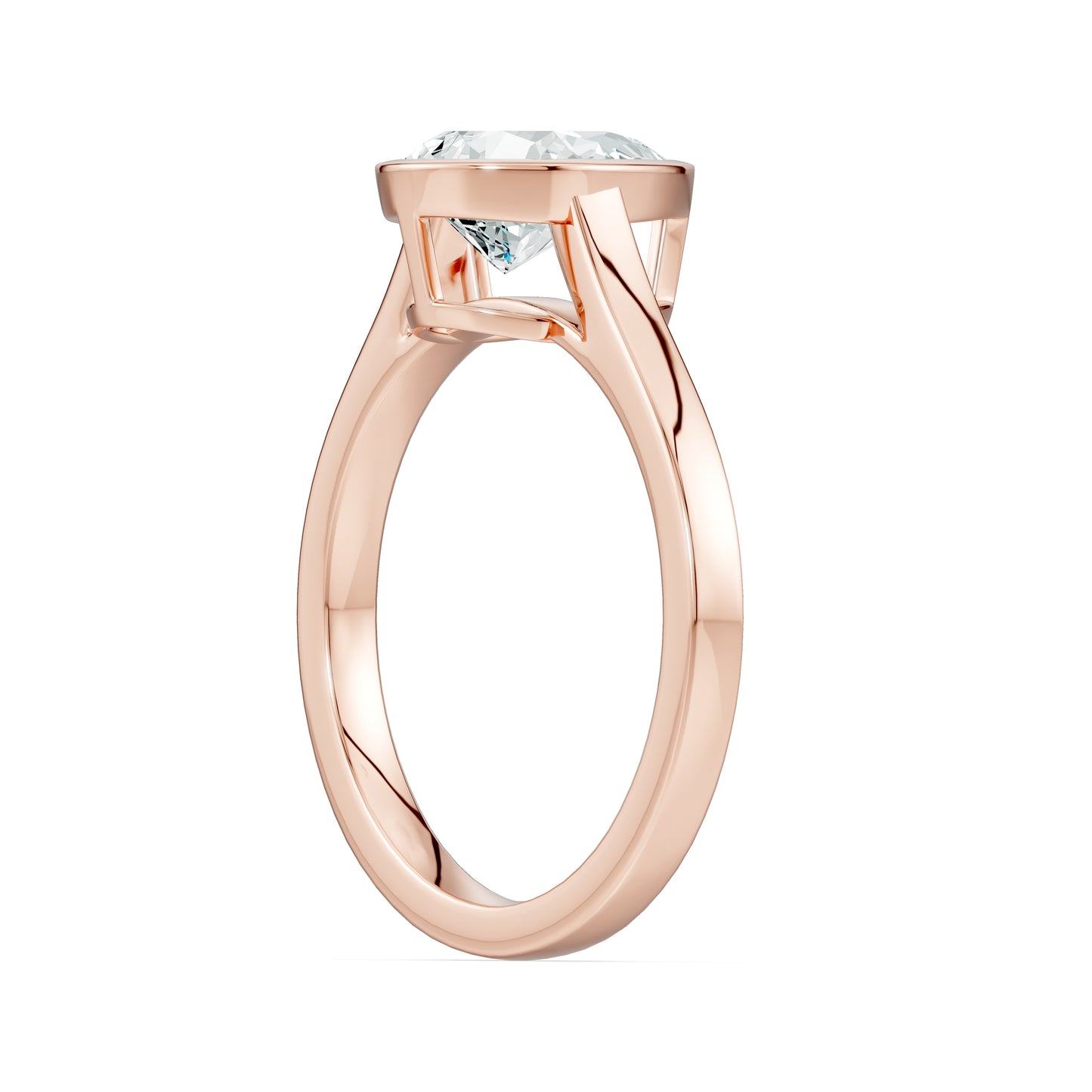 Pear Cut Bezel Set Moissanite Solitaire Ring