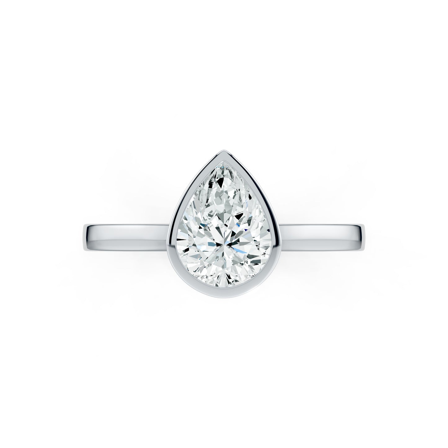 Pear Cut Bezel Set Moissanite Solitaire Ring