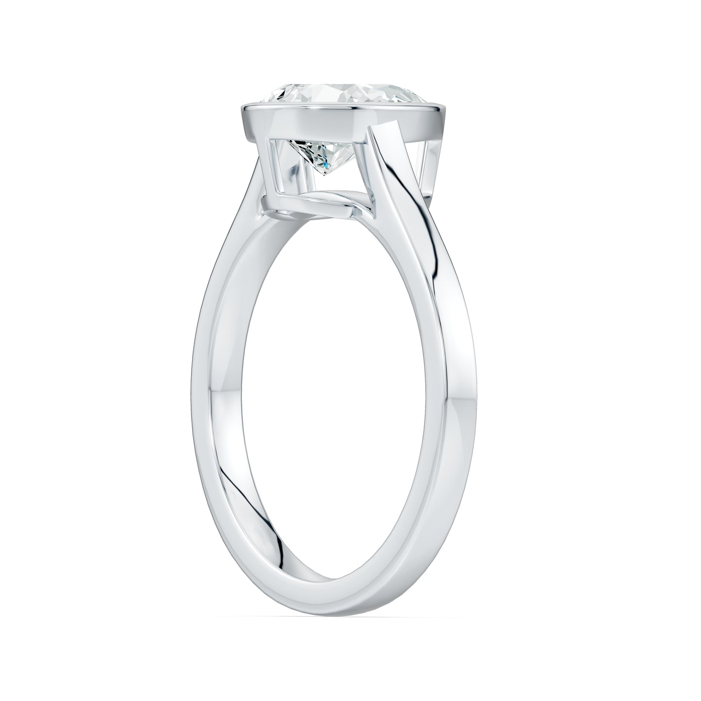 Pear Cut Bezel Set Moissanite Solitaire Ring
