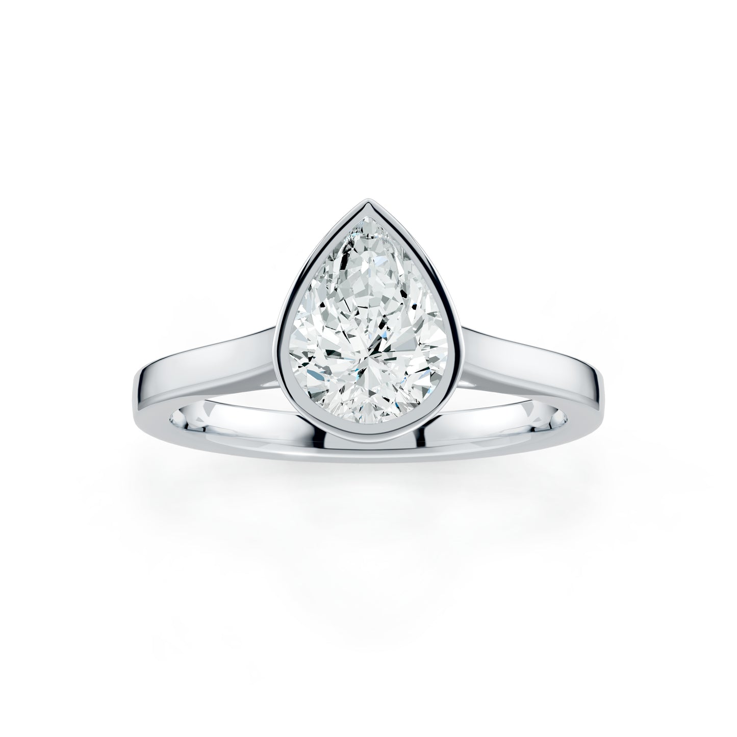Pear Cut Bezel Set Moissanite Solitaire Ring