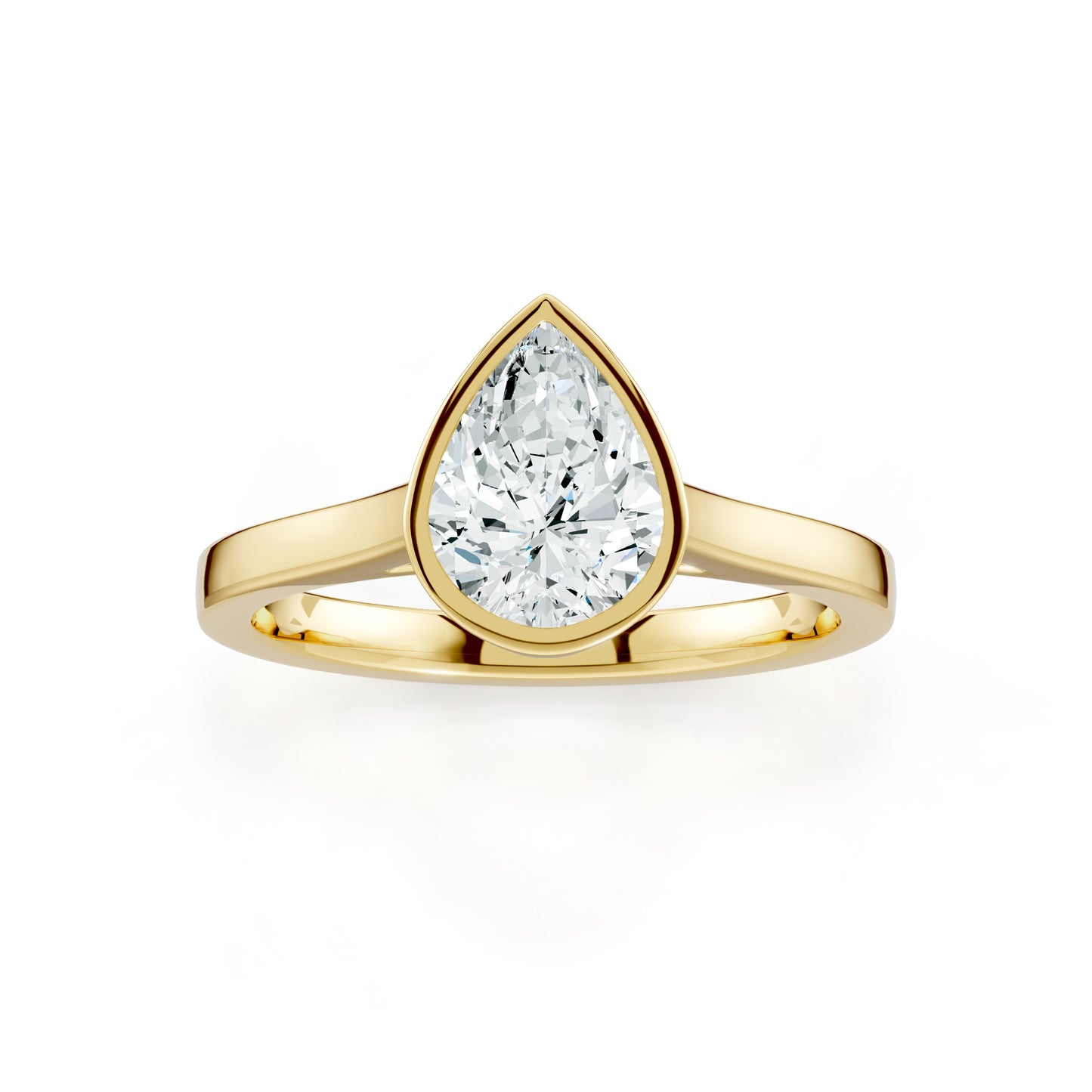 Pear Cut Bezel Set Moissanite Solitaire Ring