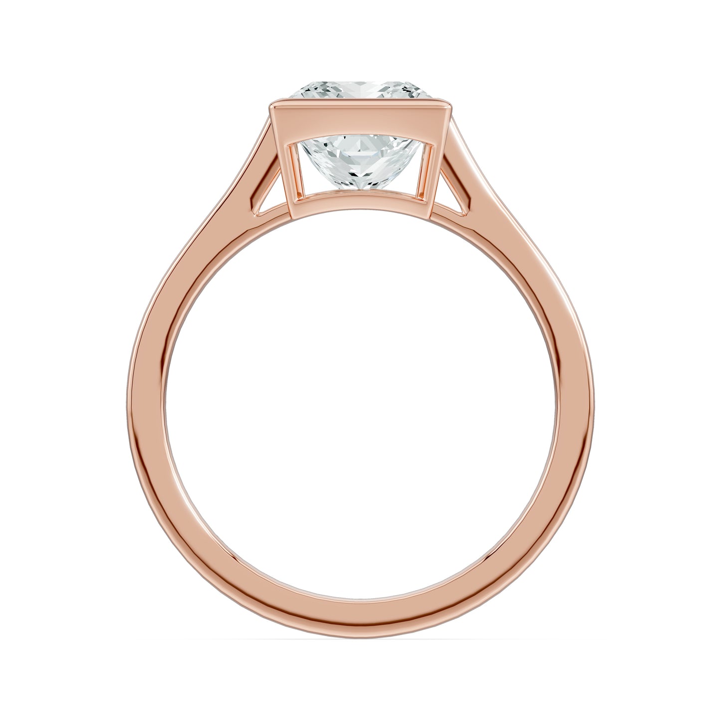 Princess Cut Bezel Set Moissanite Solitaire Ring