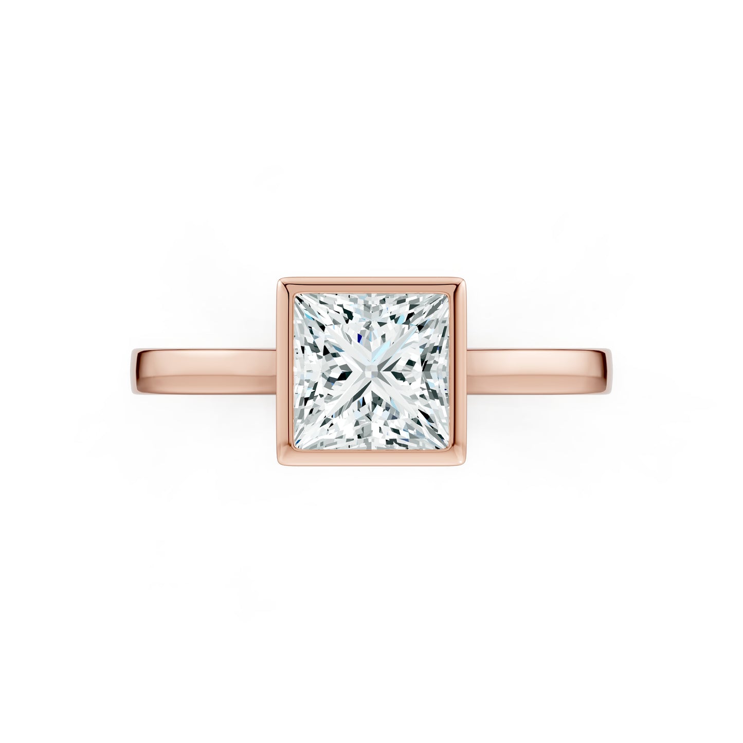 Princess Cut Bezel Set Moissanite Solitaire Ring