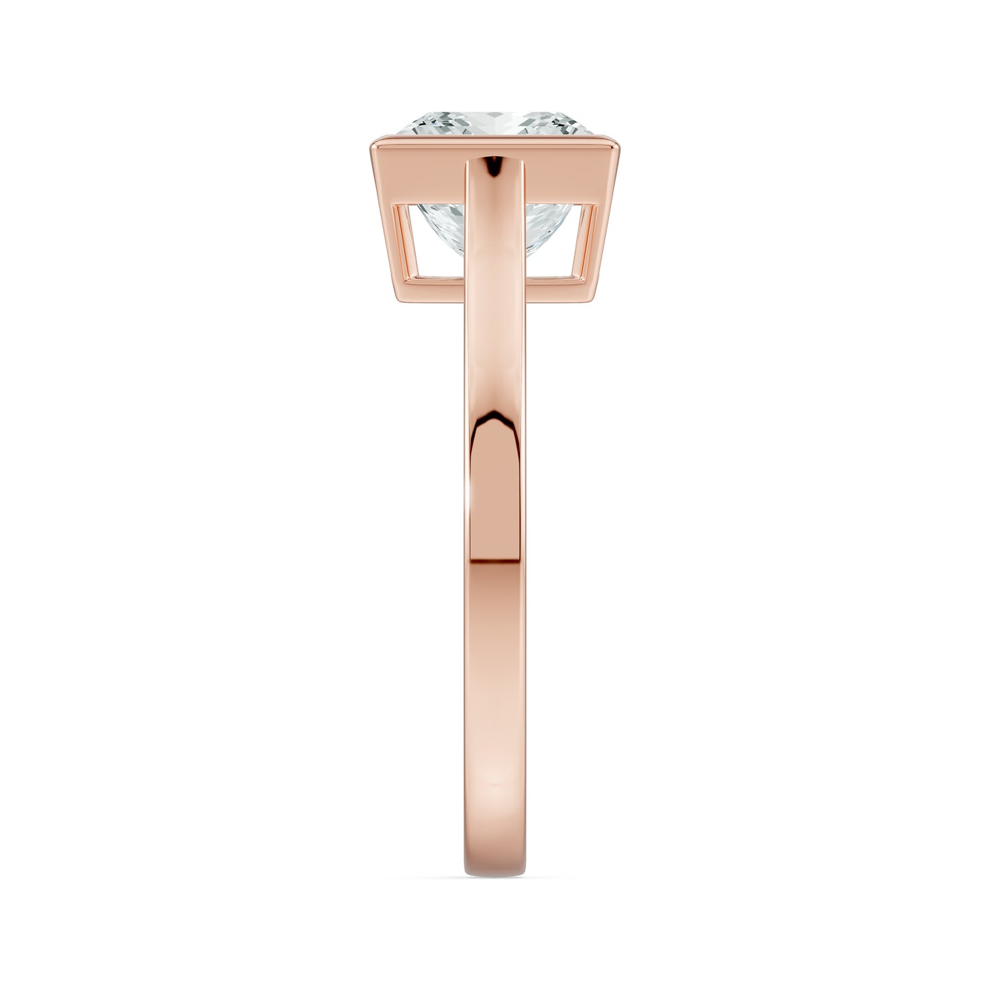Princess Cut Bezel Set Moissanite Solitaire Ring
