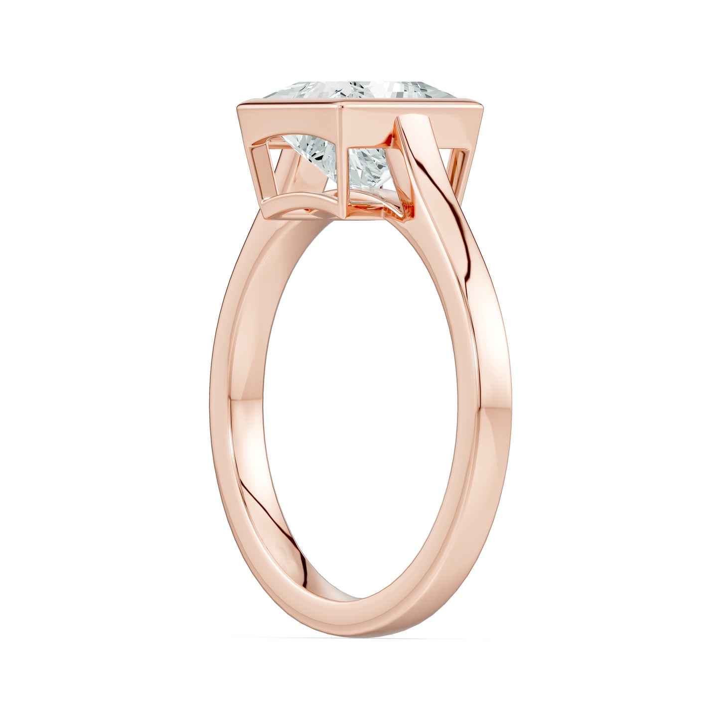 Princess Cut Bezel Set Moissanite Solitaire Ring