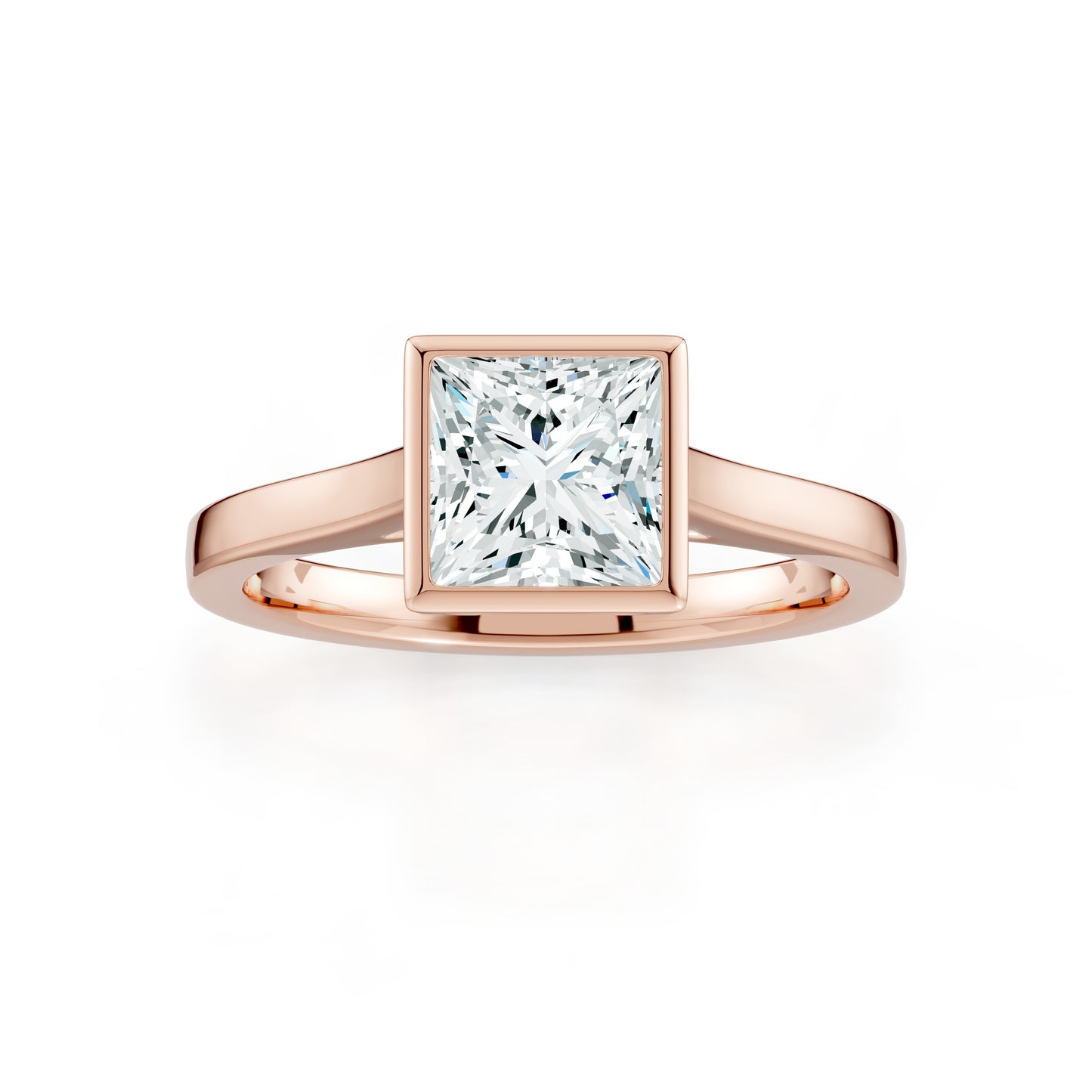 Princess Cut Bezel Set Moissanite Solitaire Ring