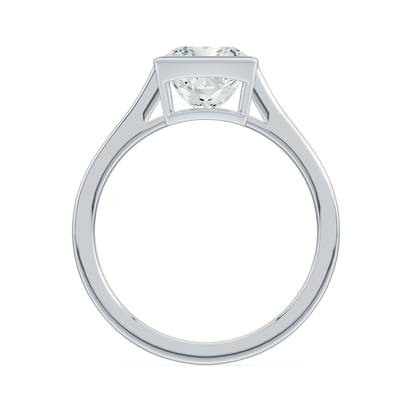 Princess Cut Bezel Set Moissanite Solitaire Ring
