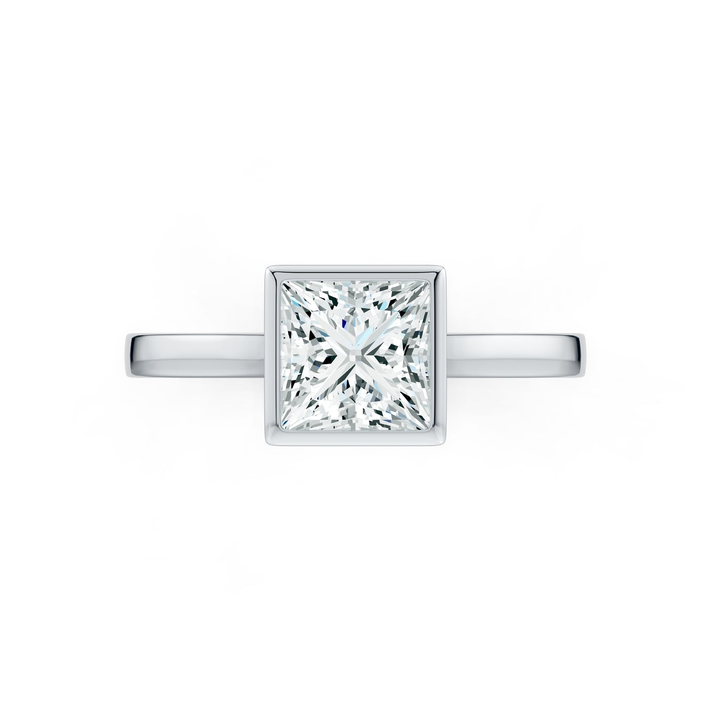 Princess Cut Bezel Set Moissanite Solitaire Ring