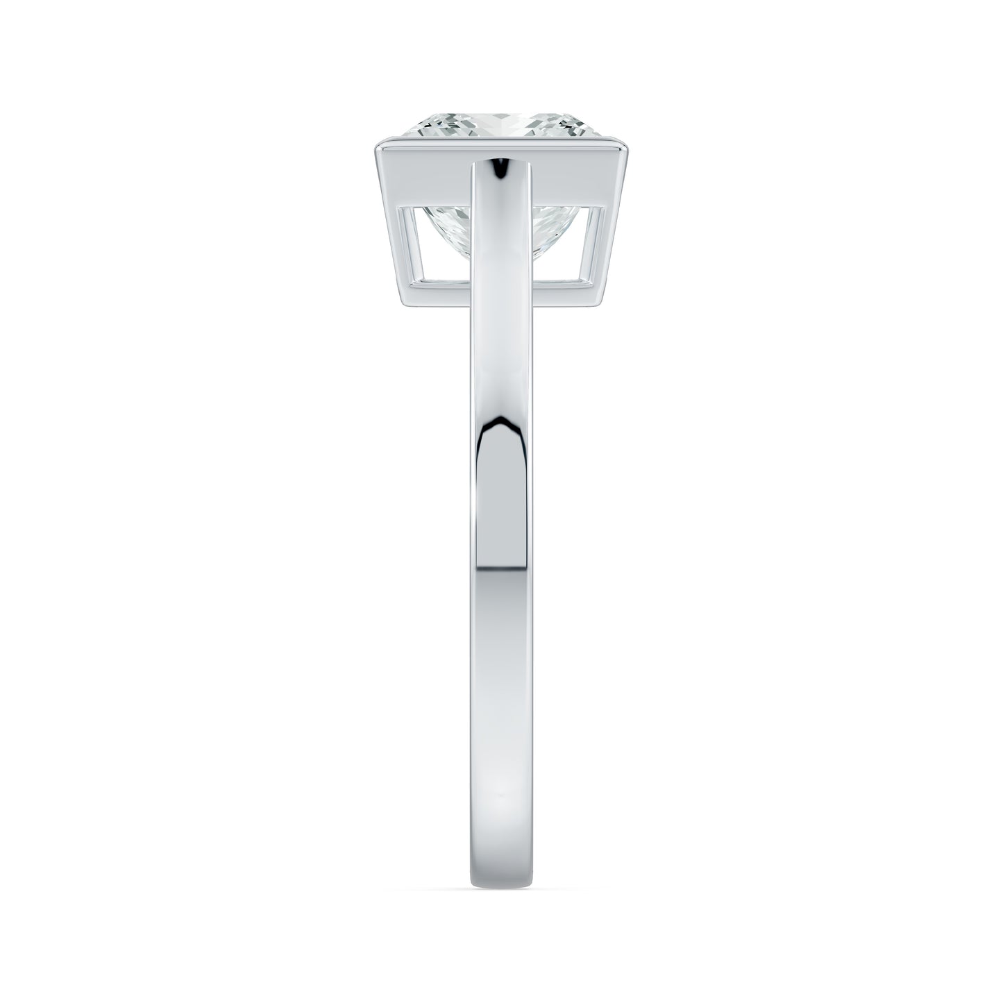 Princess Cut Bezel Set Moissanite Solitaire Ring