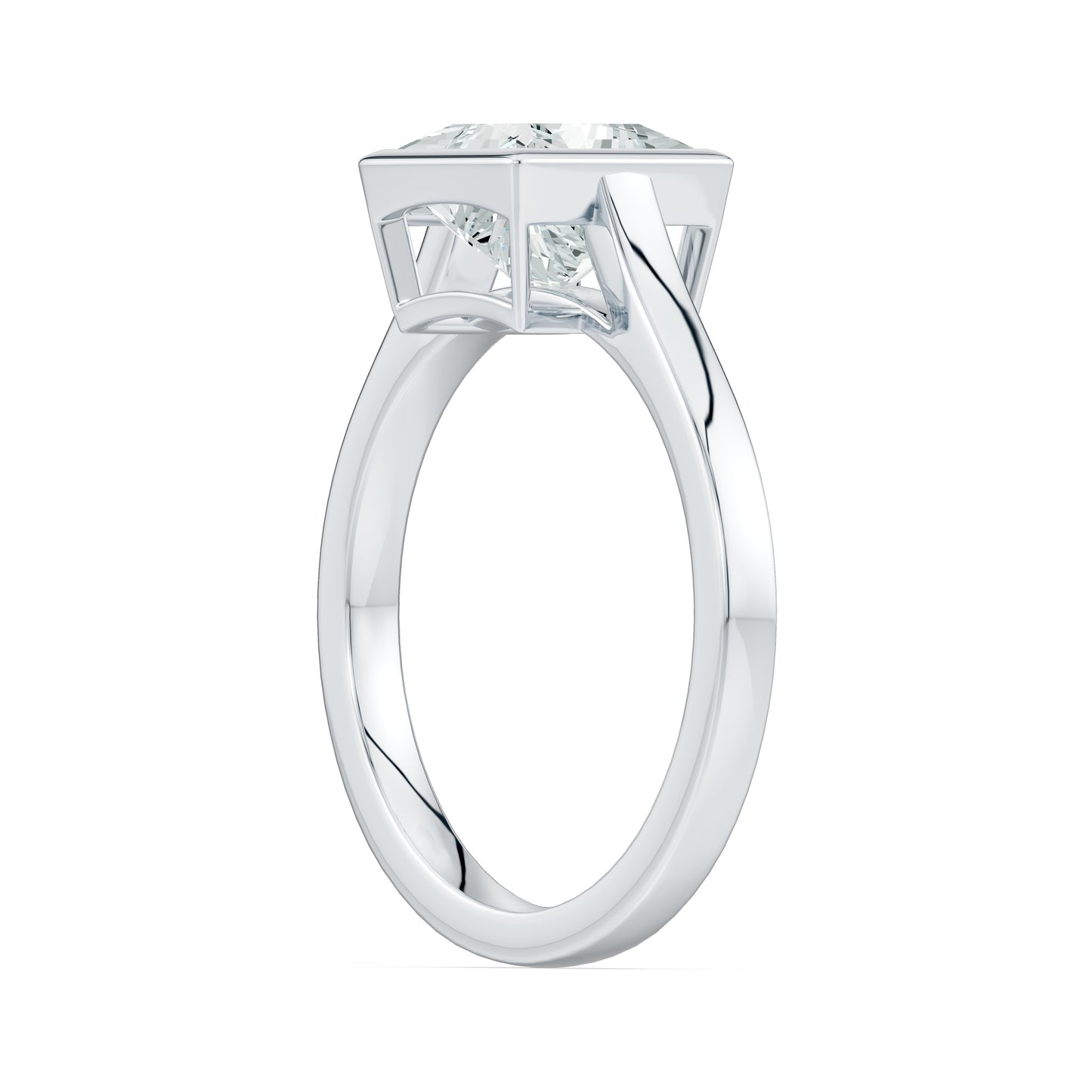 Princess Cut Bezel Set Moissanite Solitaire Ring
