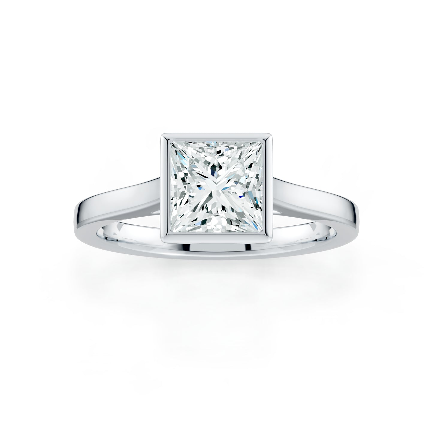Princess Cut Bezel Set Moissanite Solitaire Ring