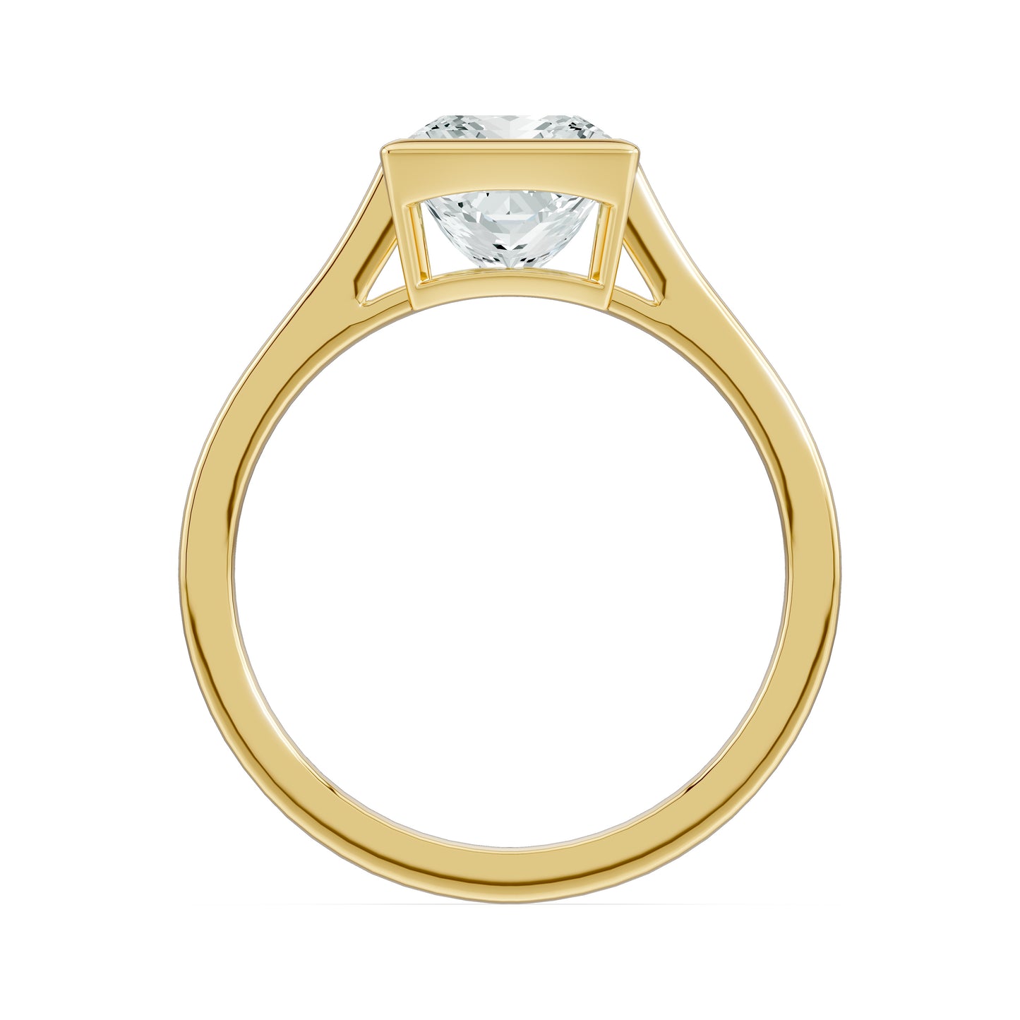 Princess Cut Bezel Set Moissanite Solitaire Ring