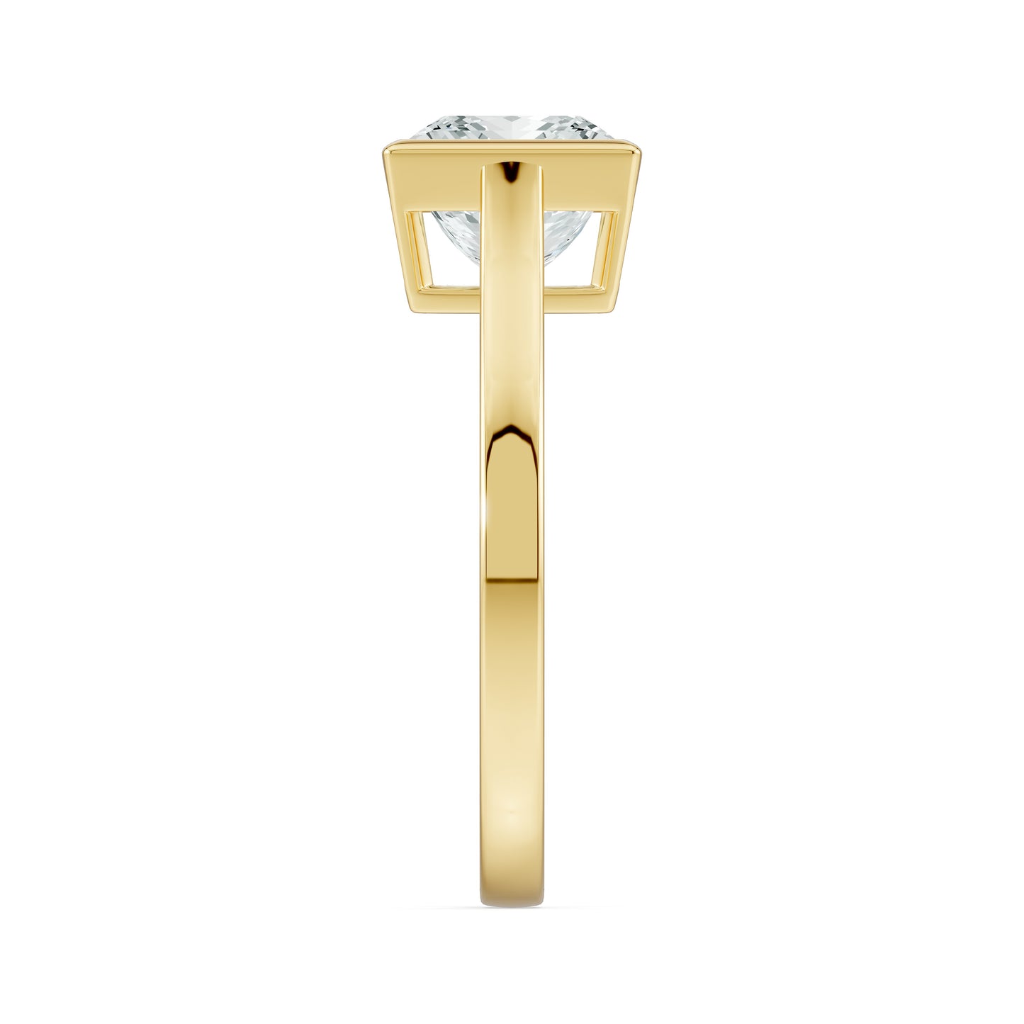 Princess Cut Bezel Set Moissanite Solitaire Ring