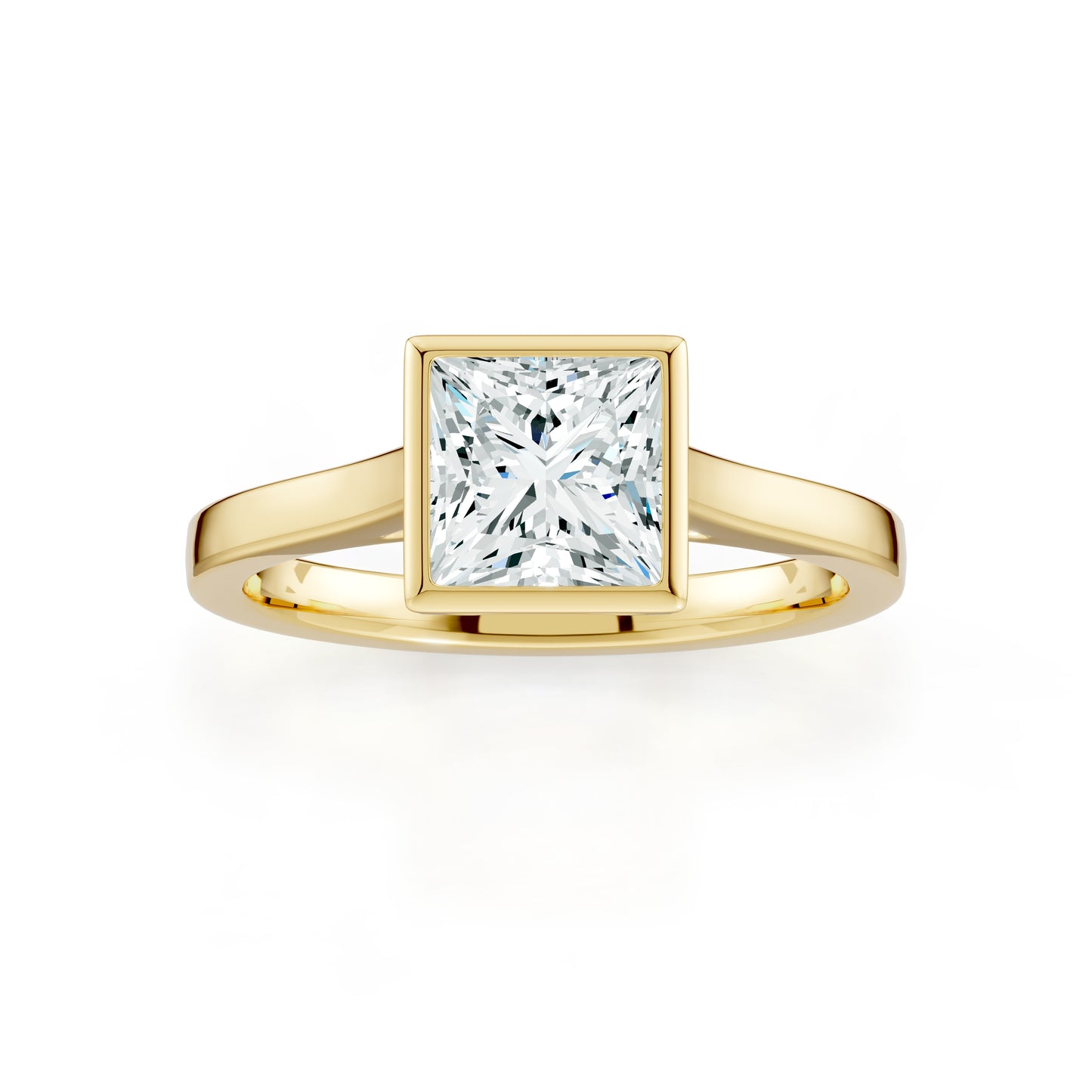 Princess Cut Bezel Set Moissanite Solitaire Ring