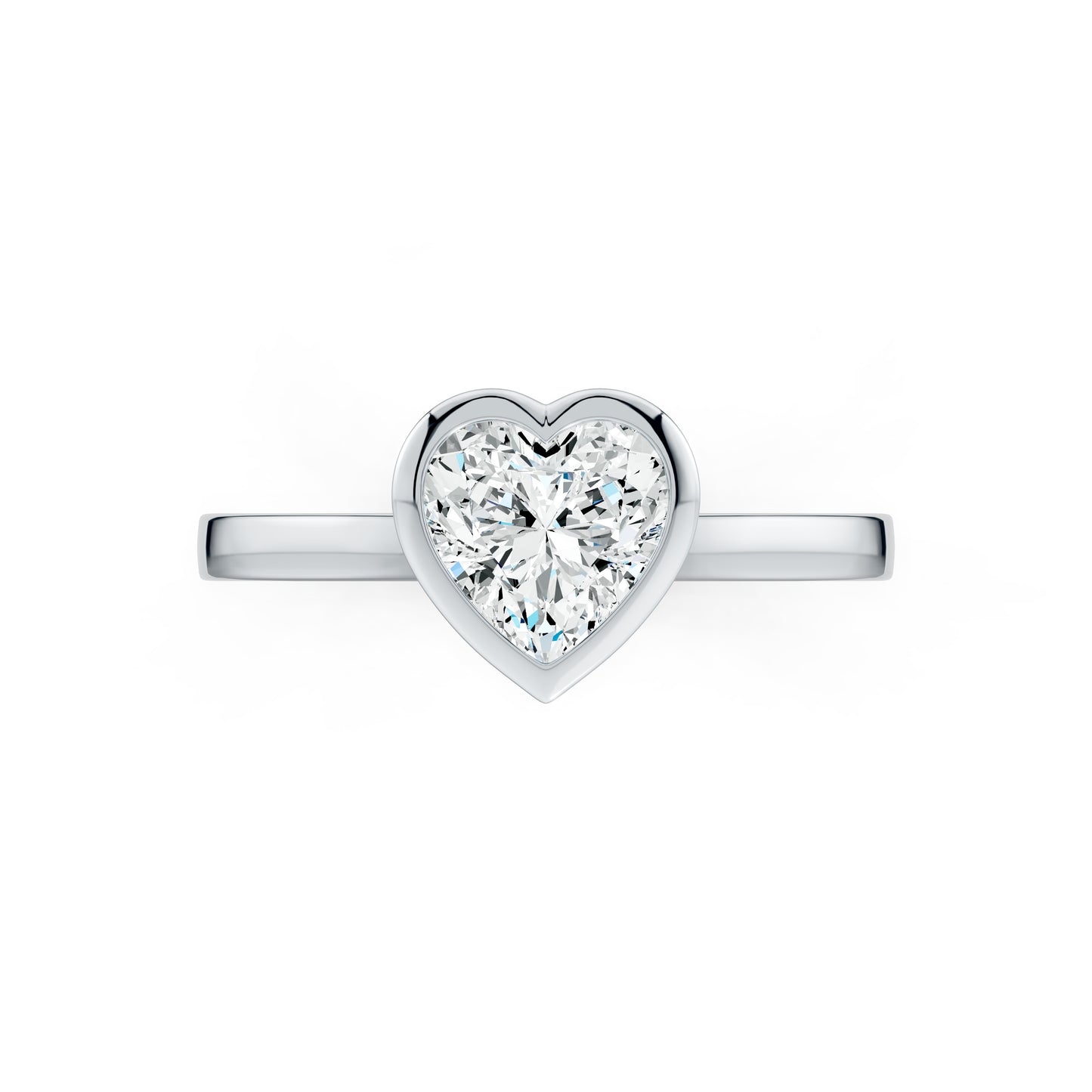 Heart Shape Bezel Set Moissanite Solitaire Ring